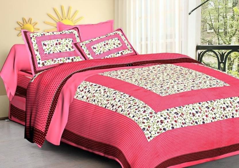 Batham Handloom Cotton 1 Double Bedsheet with 2 Pillow Covers ( Pink ) Batham Handloom Cotton 1 Double Bedsheet with 2 Pillow Covers ( Pink )