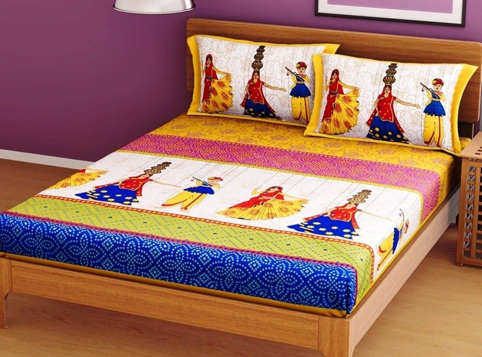     			Batham Handloom Cotton 1 Double Bedsheet with 2 Pillow Covers ( Multicolor )