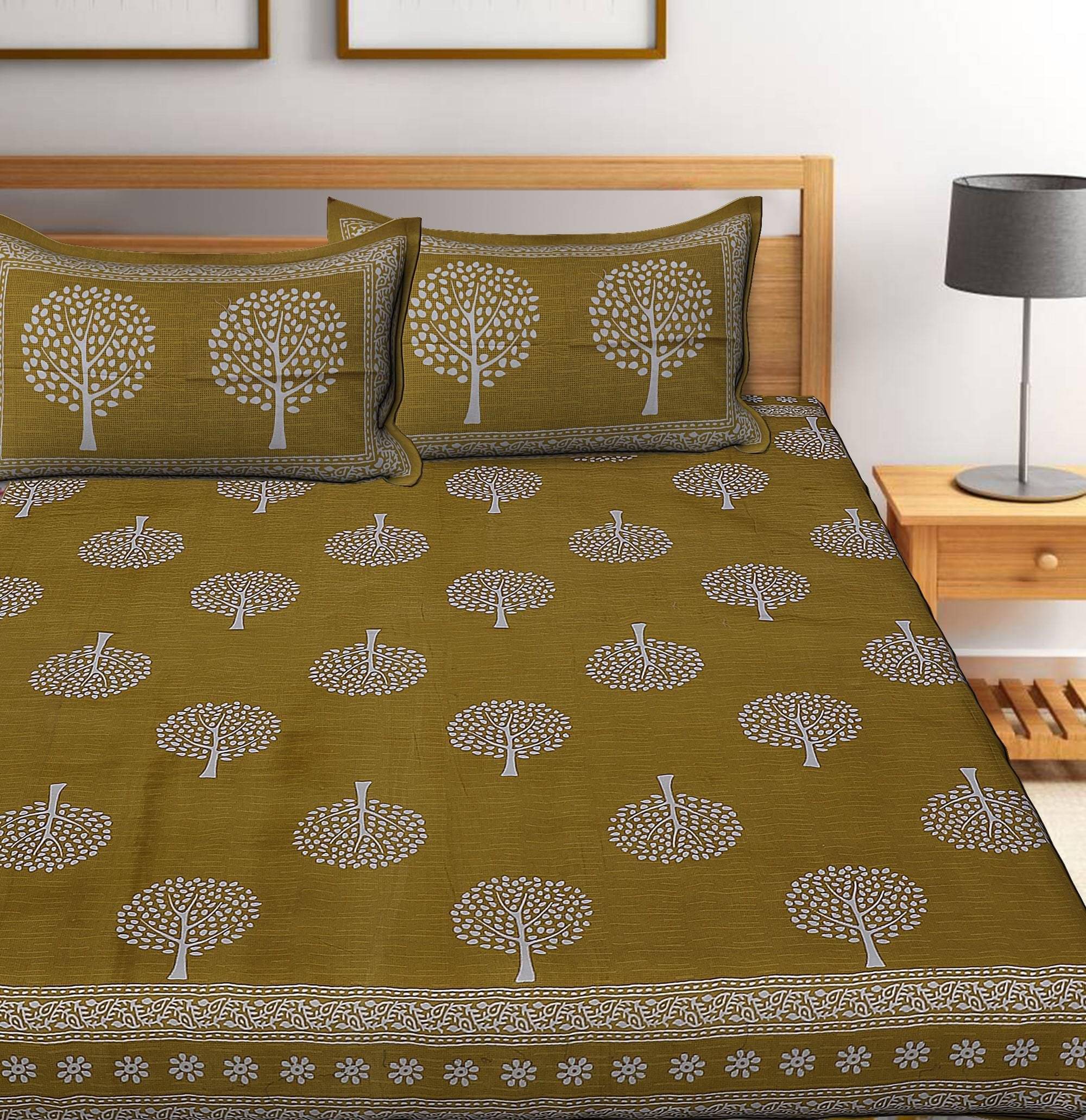Batham Handloom Cotton 1 Double Bedsheet with 2 Pillow Covers ( Green ) Batham Handloom Cotton 1 Double Bedsheet with 2 Pillow Covers ( Green )