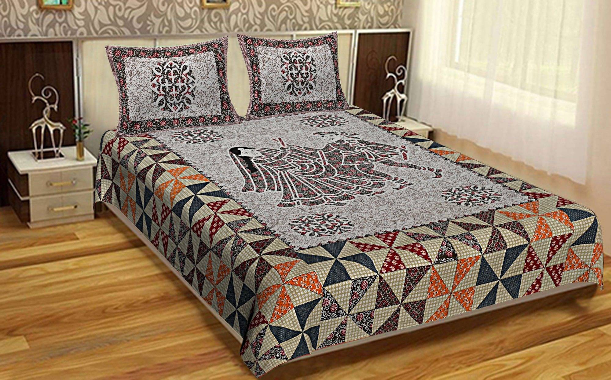 Batham Handloom Cotton 1 Double Bedsheet with 2 Pillow Covers ( Multicolor ) Batham Handloom Cotton 1 Double Bedsheet with 2 Pillow Covers ( Multicolor )