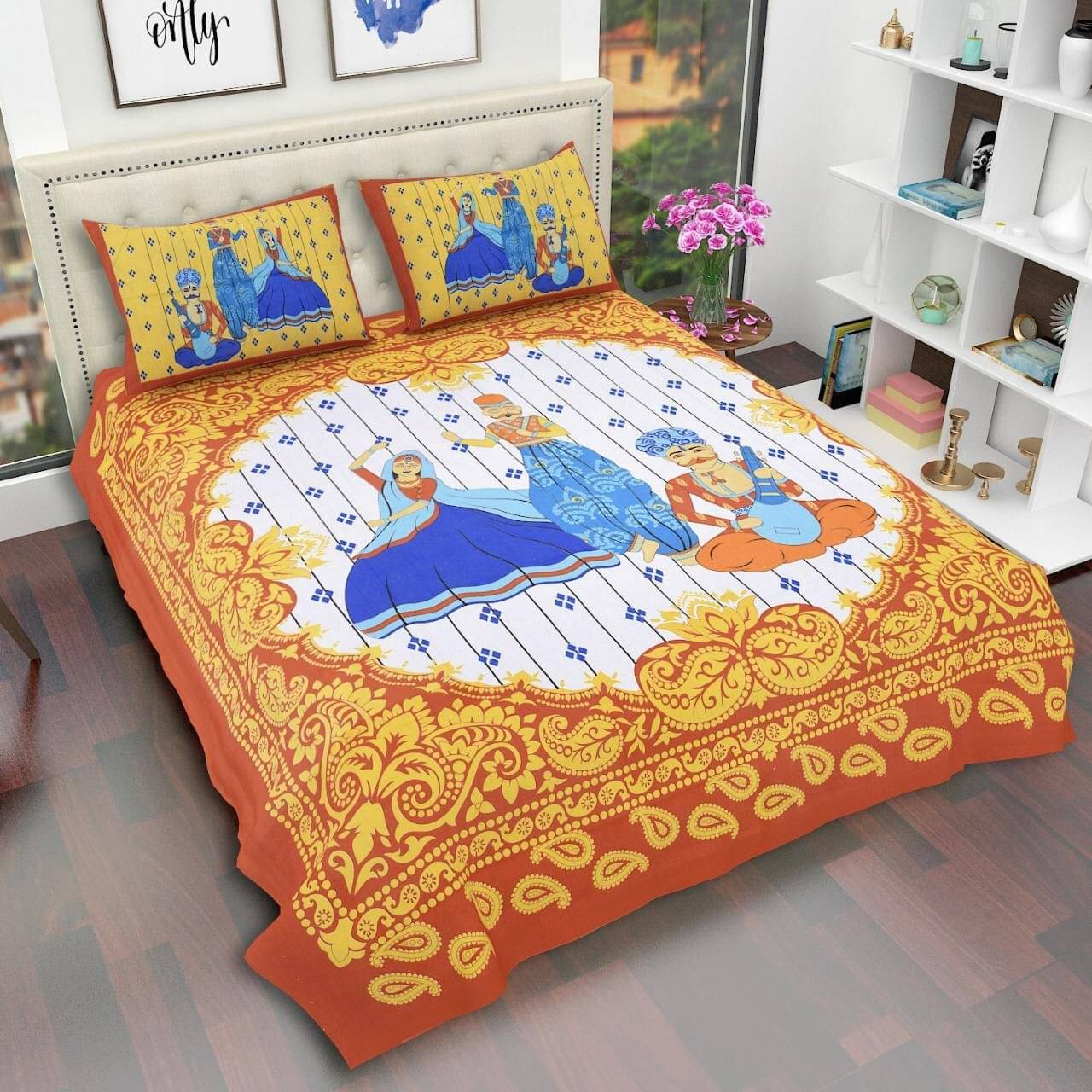 Batham Handloom Cotton 1 Double Bedsheet with 2 Pillow Covers ( Yellow )     			Batham Handloom Cotton 1 Double Bedsheet with 2 Pillow Covers ( Yellow )