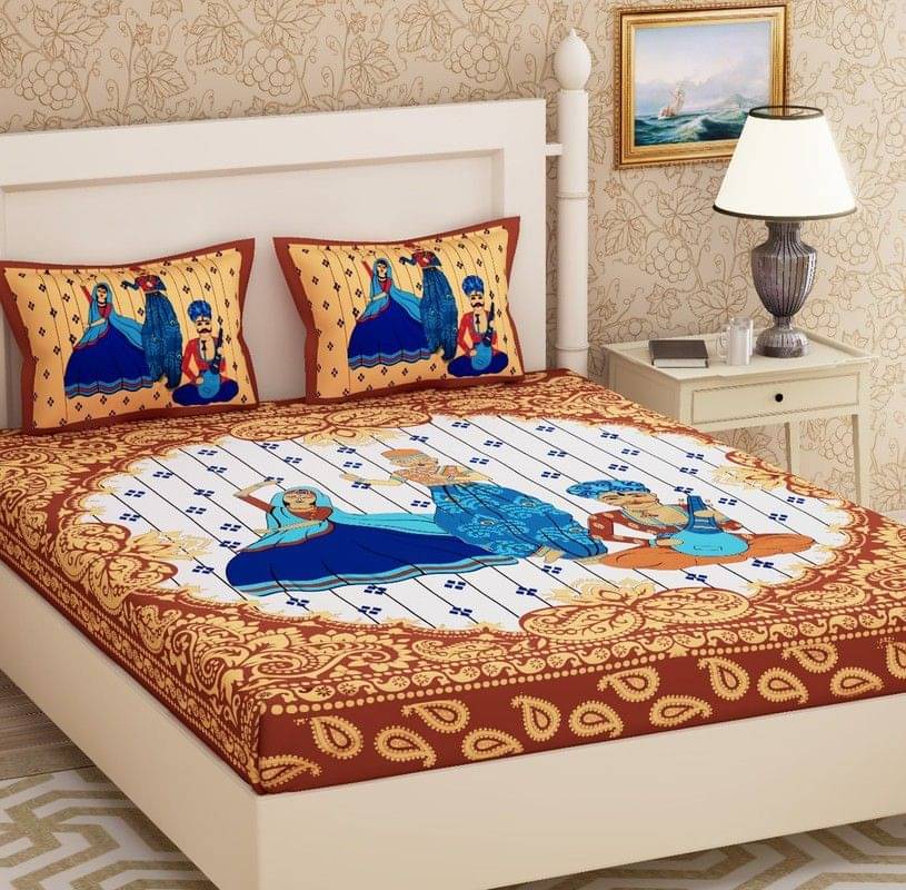 Batham Handloom Cotton 1 Double Bedsheet with 2 Pillow Covers ( Brown ) Batham Handloom Cotton 1 Double Bedsheet with 2 Pillow Covers ( Brown )