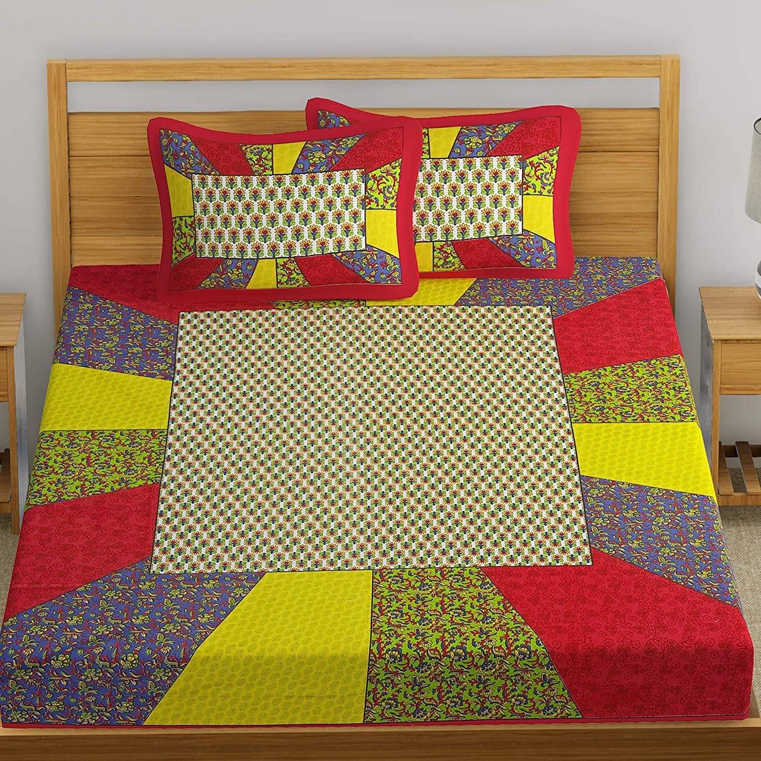 Batham Handloom Cotton 1 Double Bedsheet with 2 Pillow Covers ( Multicolor )     			Batham Handloom Cotton 1 Double Bedsheet with 2 Pillow Covers ( Multicolor )