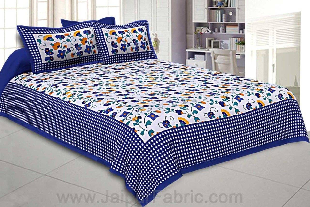 Batham Handloom Cotton 1 Double Bedsheet with 2 Pillow Covers ( Blue )     			Batham Handloom Cotton 1 Double Bedsheet with 2 Pillow Covers ( Blue )