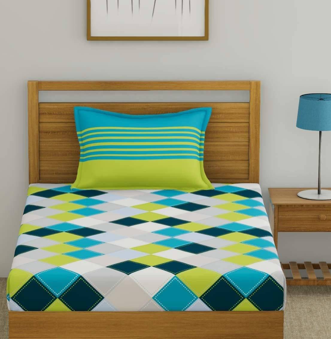     			Batham Handloom Cotton 1 Single Bedsheet with 1 Pillow Cover ( Multicolor )