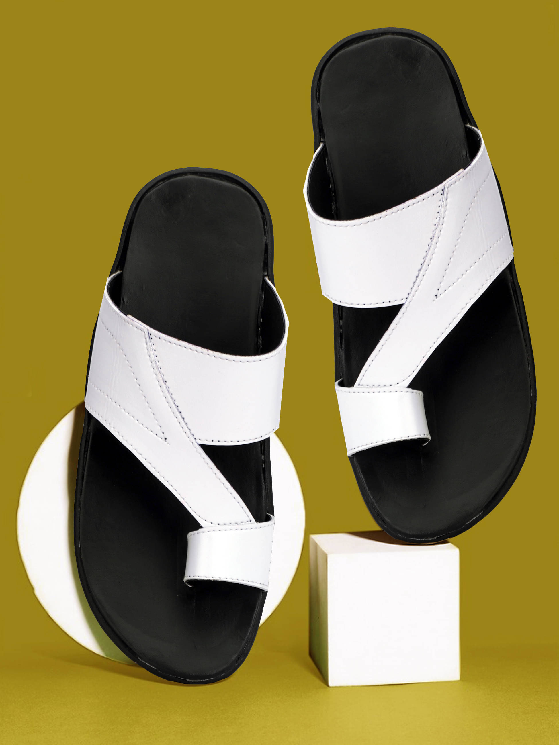     			Buxton White Men's Slide Flip Flop