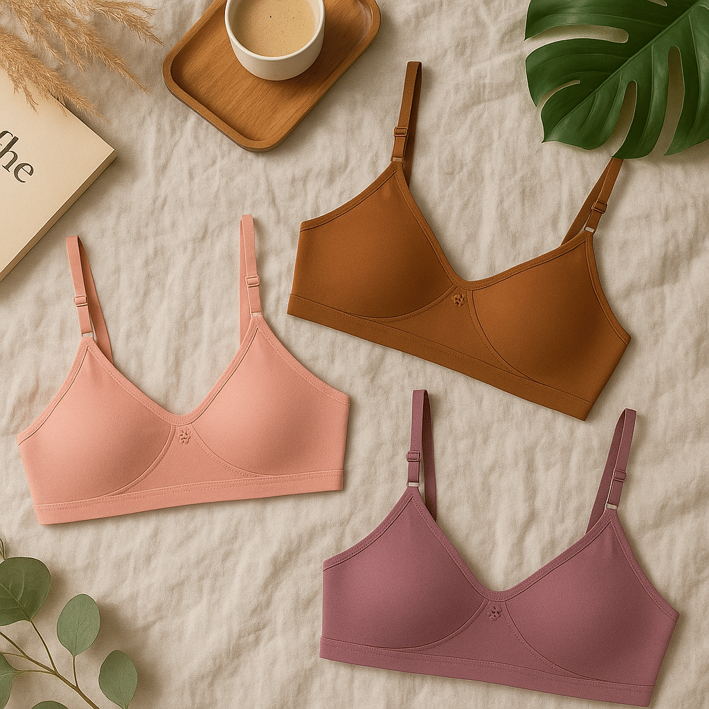     			Elina Pack of 3 Cotton Non Padded T-Shirt Bra For Women ( Multicolor )