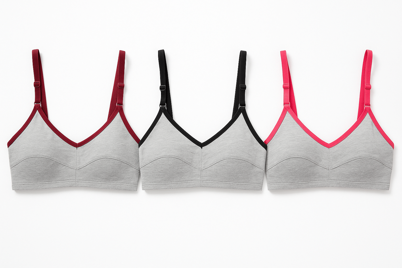     			Elina Pack of 3 Cotton Non Padded T-Shirt Bra For Women ( Multicolor 2 )