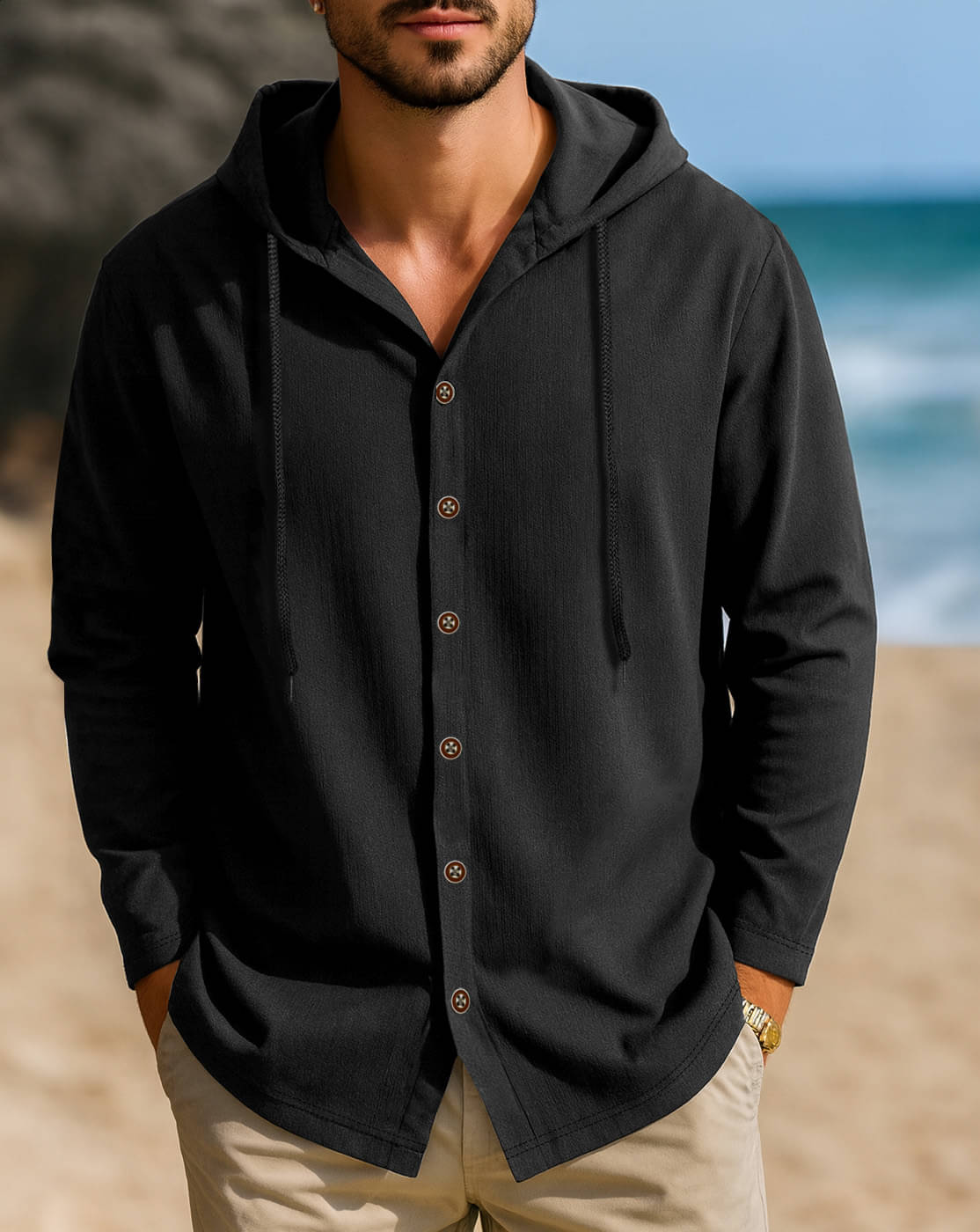     			Eyebogler Cotton Blend Relaxed Fit Solids Full Sleeves Men's Casual Shirt - Black ( Pack of 1 )