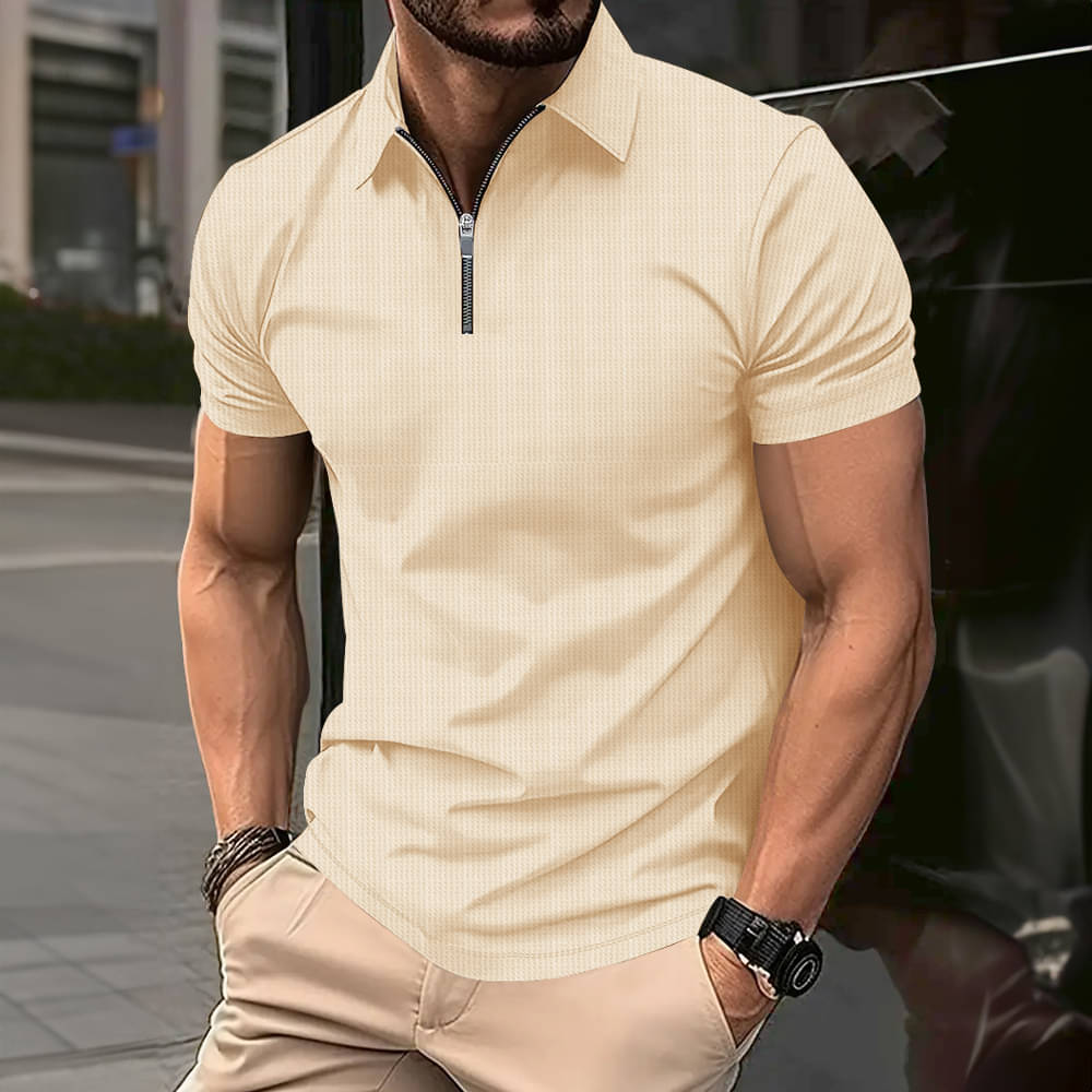    			Eyebogler Men Polyester Regular Fit Solid Polo T Shirt ( Beige )