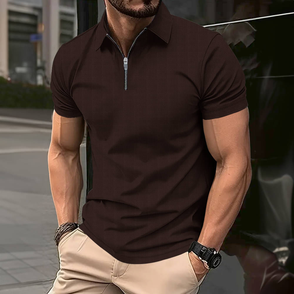     			Eyebogler Men Polyester Regular Fit Solid Polo T Shirt ( Brown )