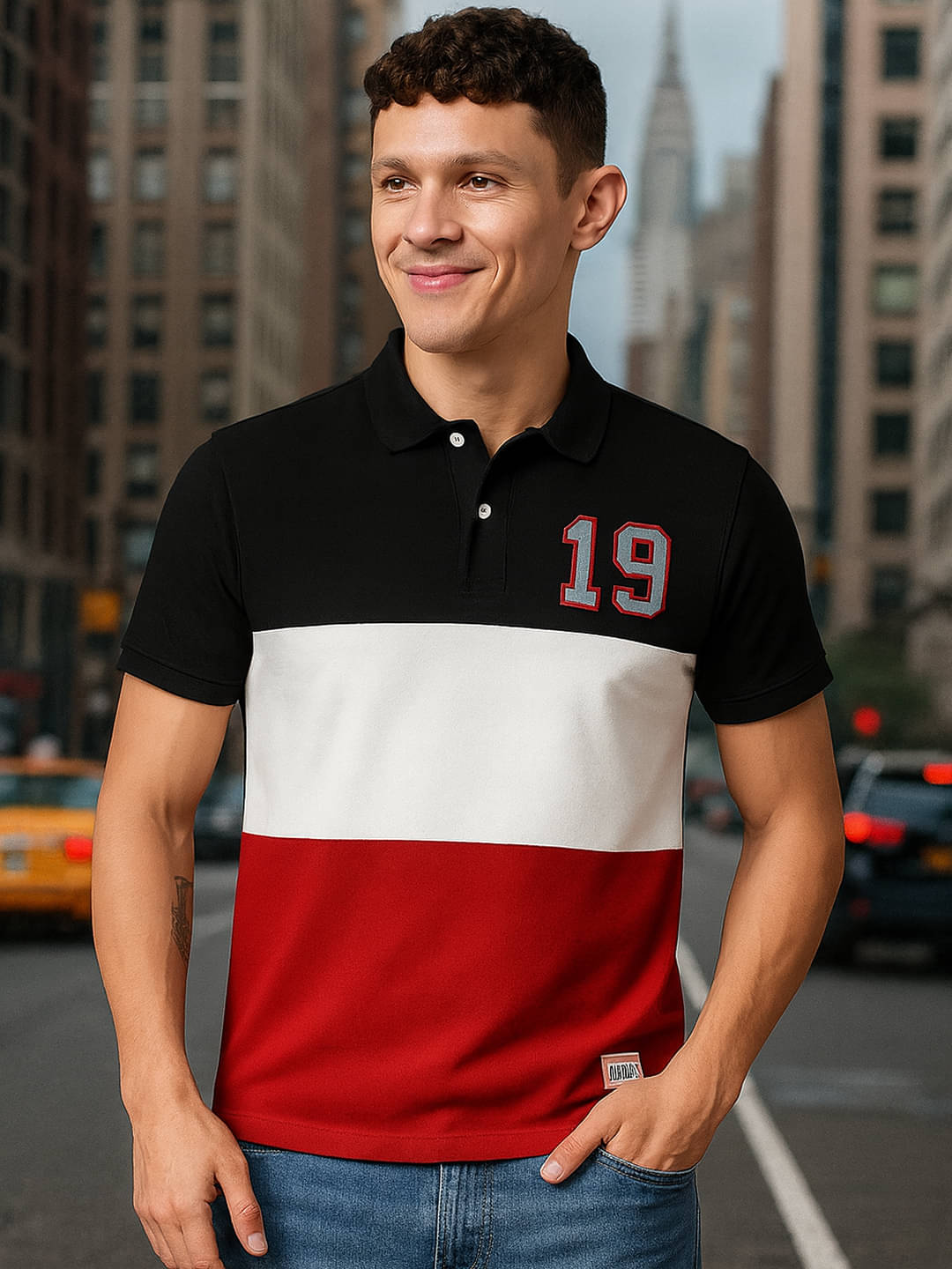     			GET GOLF Men Cotton Blend Regular Fit Striped Polo T Shirt ( Red )