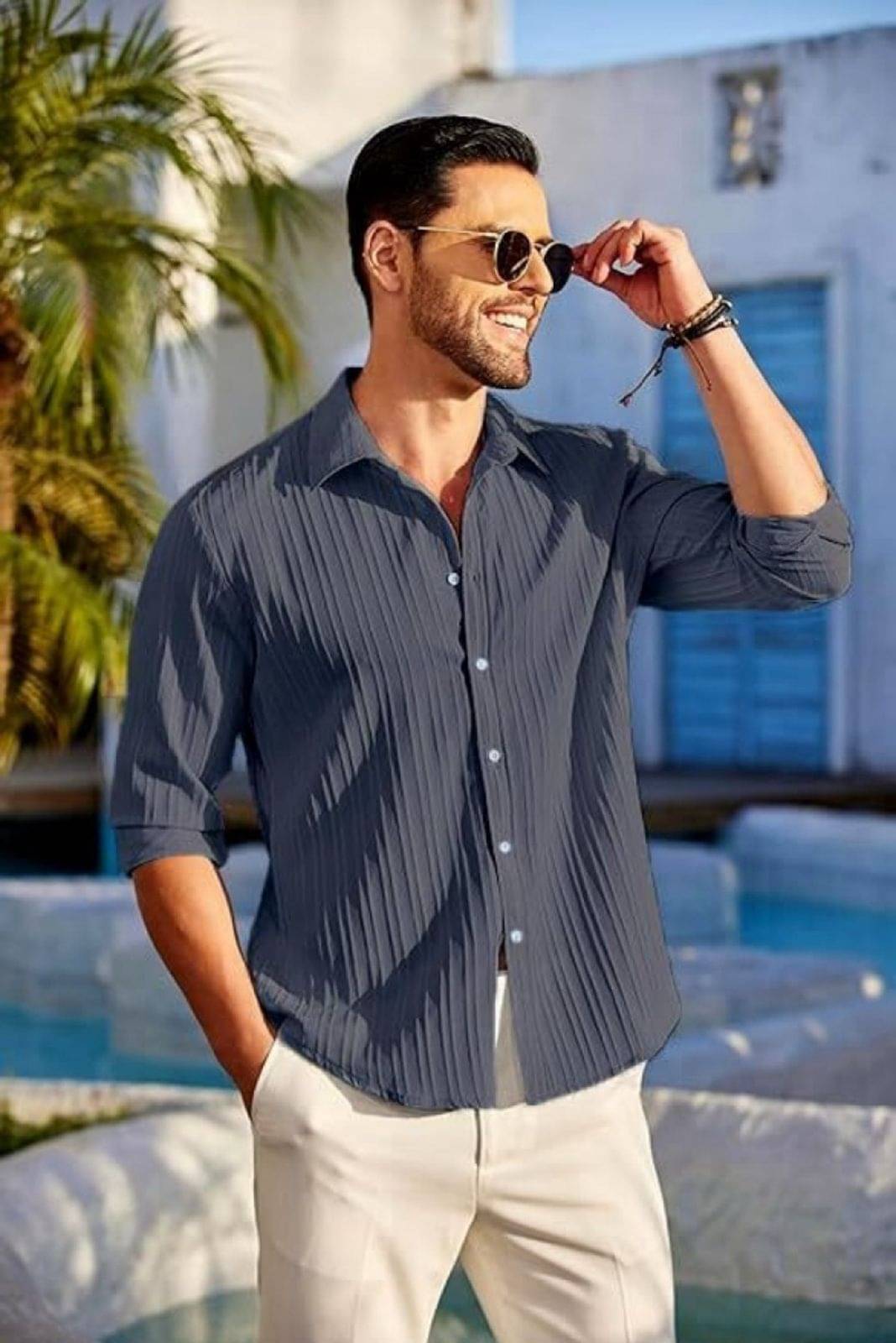 GROWWAX Poly Cotton Regular Fit Popcorn Textured Full Sleeves Men's Casual Shirt - Multicolor ( Pack of 1 ) GROWWAX Poly Cotton Regular Fit Popcorn Textured Full Sleeves Men's Casual Shirt - Multicolor ( Pack of 1 )