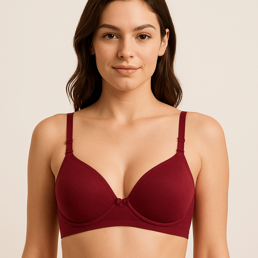 HERBLOURE Pack of 1 Cotton Blend Lightly Padded Push Up Bra For Women ( Maroon )     			HERBLOURE Pack of 1 Cotton Blend Lightly Padded Push Up Bra For Women ( Maroon )