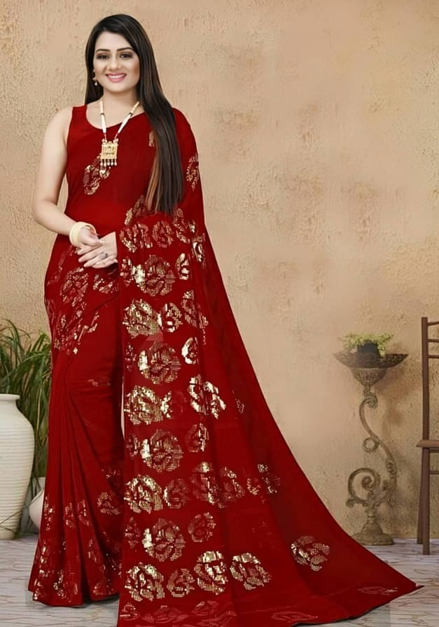 JULEE Georgette Embroidered Regular Saree With Unstitched Blouse Piece ( Blue ) JULEE Georgette Embroidered Regular Saree With Unstitched Blouse Piece ( Blue )