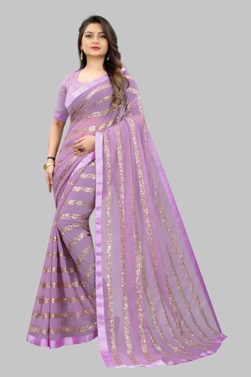     			JULEE Georgette Embroidered Regular Saree With Unstitched Blouse Piece ( Pink )