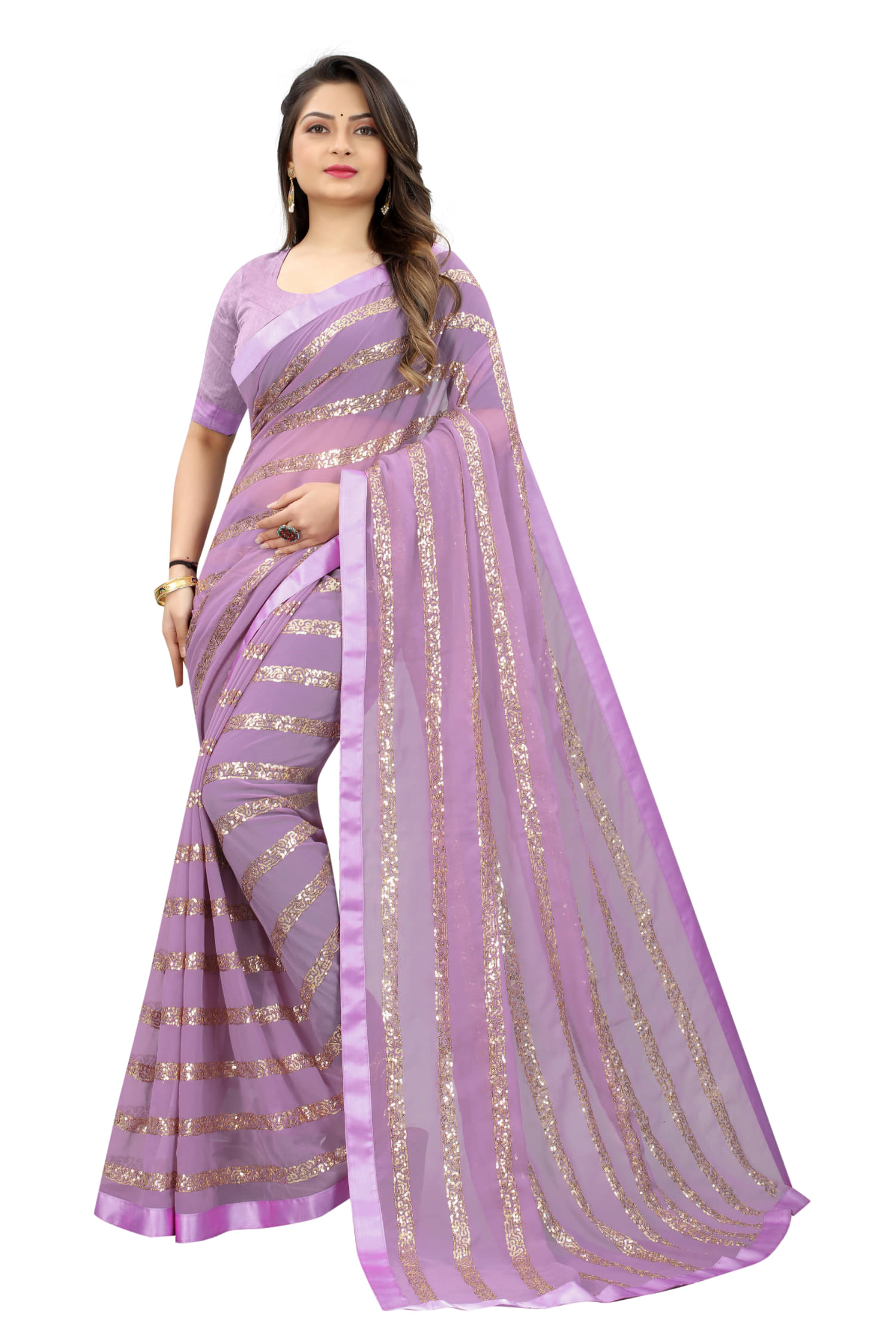     			JULEE Georgette Embroidered Regular Saree With Unstitched Blouse Piece ( Pink )
