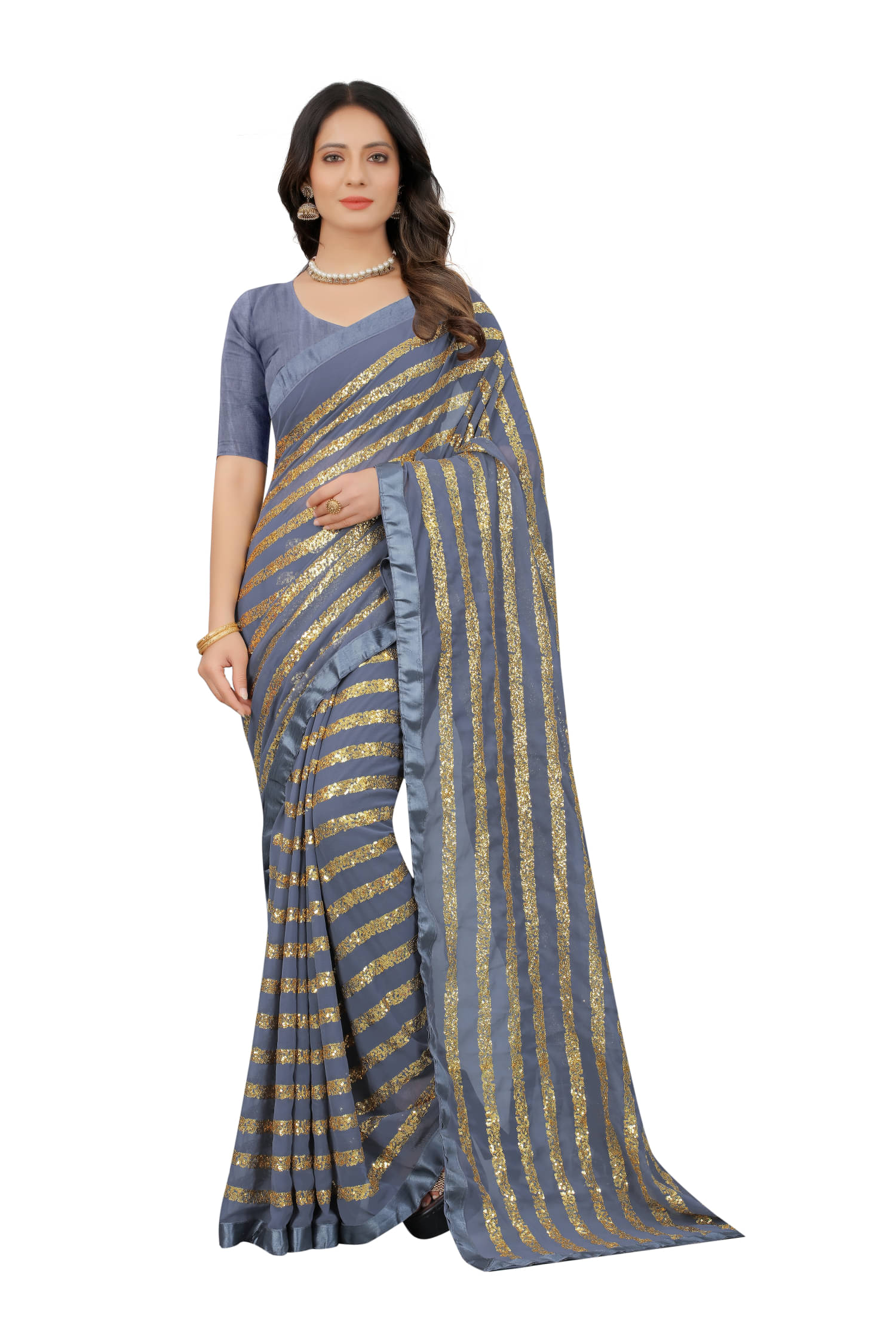 JULEE Georgette Embroidered Regular Saree With Unstitched Blouse Piece ( Grey ) JULEE Georgette Embroidered Regular Saree With Unstitched Blouse Piece ( Grey )