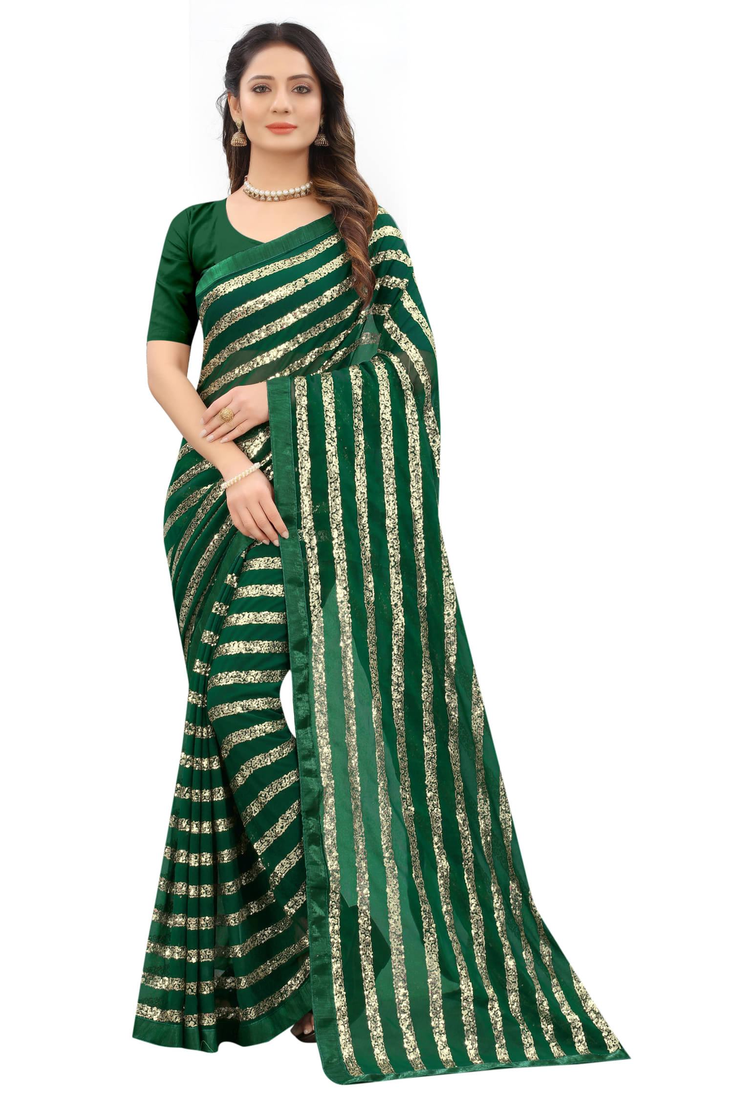 JULEE Georgette Embroidered Regular Saree With Unstitched Blouse Piece ( Green ) JULEE Georgette Embroidered Regular Saree With Unstitched Blouse Piece ( Green )