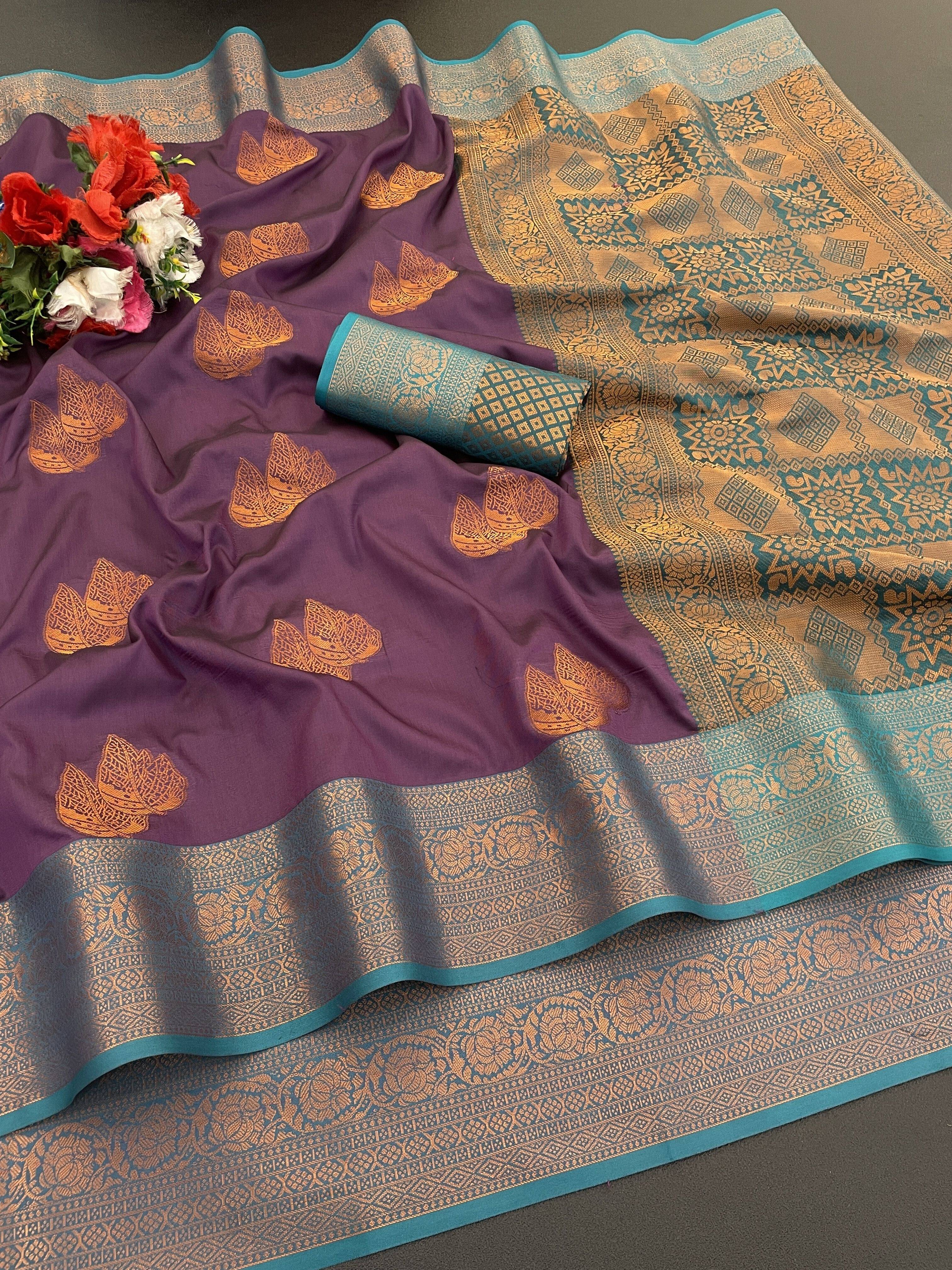     			Krisha Enterprise Jacquard Printed Regular Saree With Unstitched Blouse Piece ( Maroon )