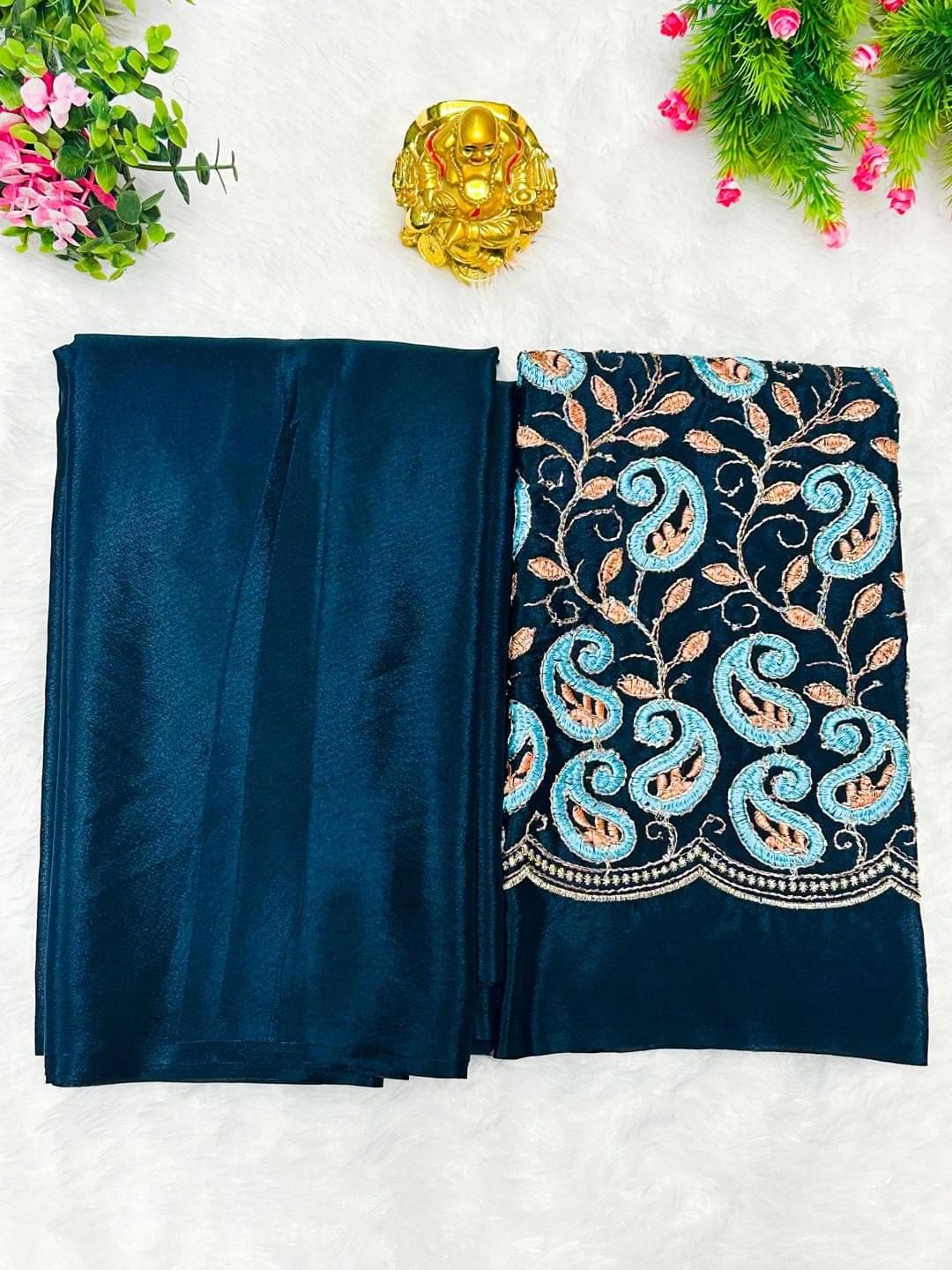 Krisha Enterprise Silk Blend Woven Regular Saree With Unstitched Blouse Piece ( Blue ) Krisha Enterprise Silk Blend Woven Regular Saree With Unstitched Blouse Piece ( Blue )