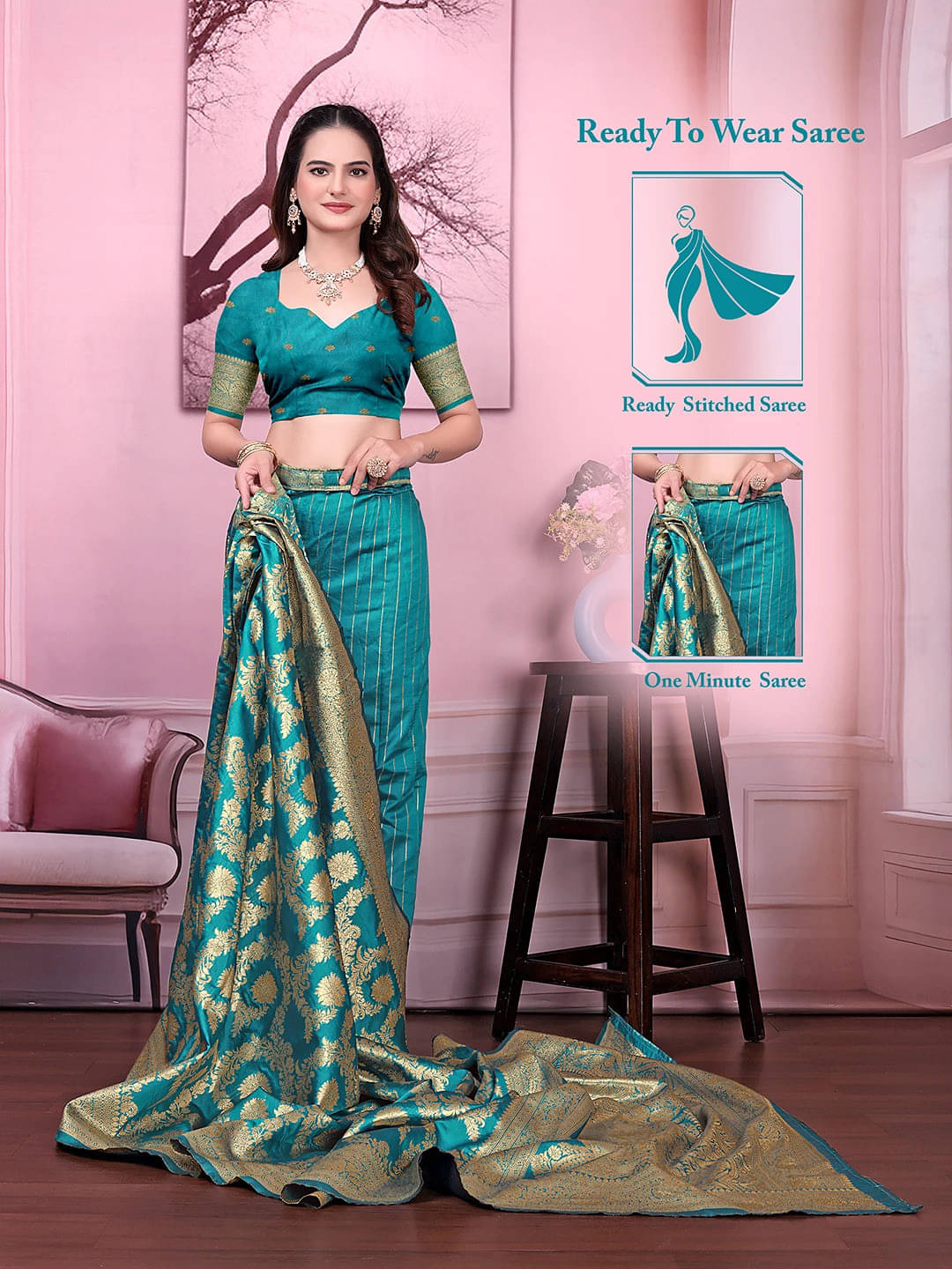 Krisha Enterprise Silk Woven Regular Saree With Unstitched Blouse Piece ( Light Blue ) Krisha Enterprise Silk Woven Regular Saree With Unstitched Blouse Piece ( Light Blue )
