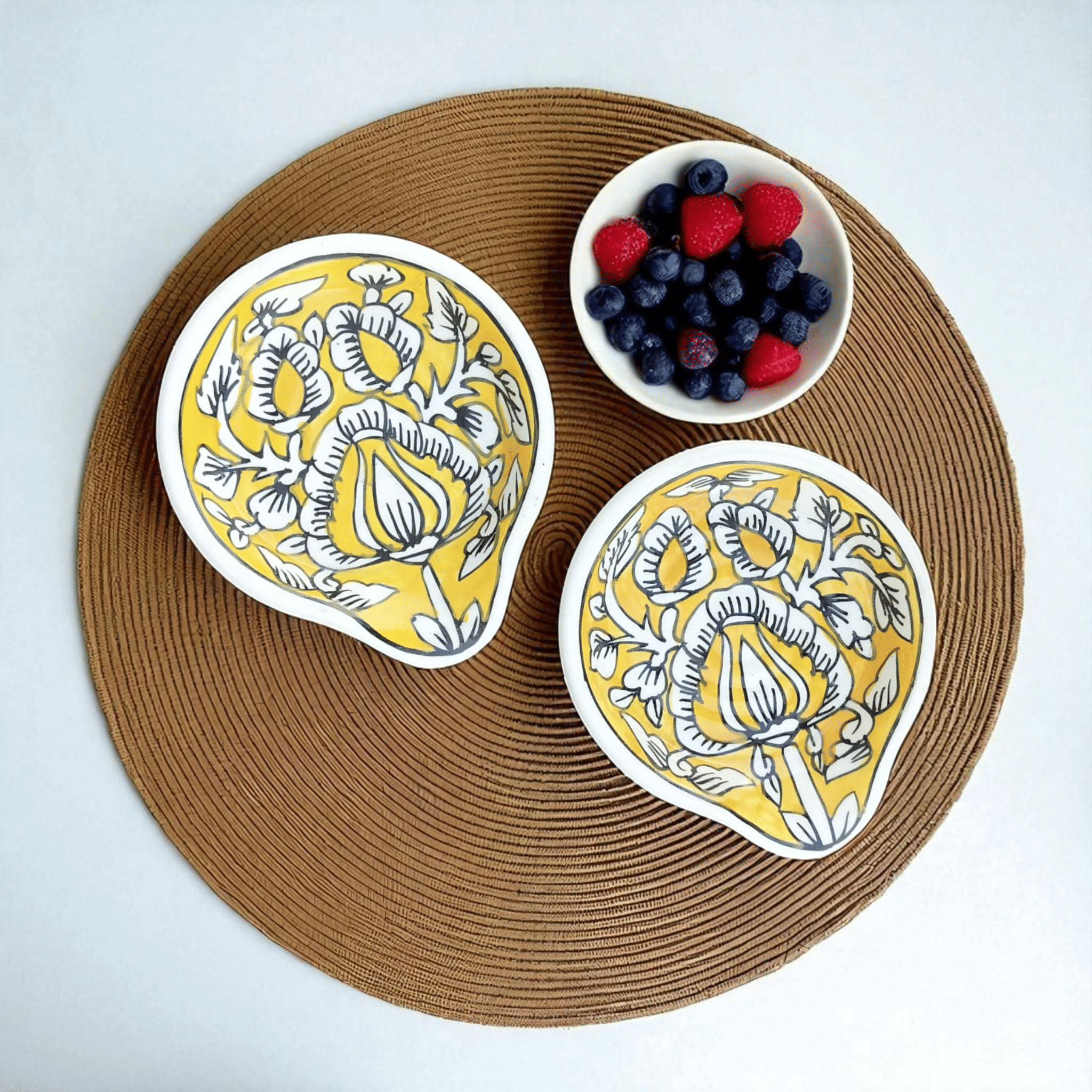     			Malaikah Mughal Spn Rst Ceramic Printed Cutlery Holder Yellow ( Pack of 2 )