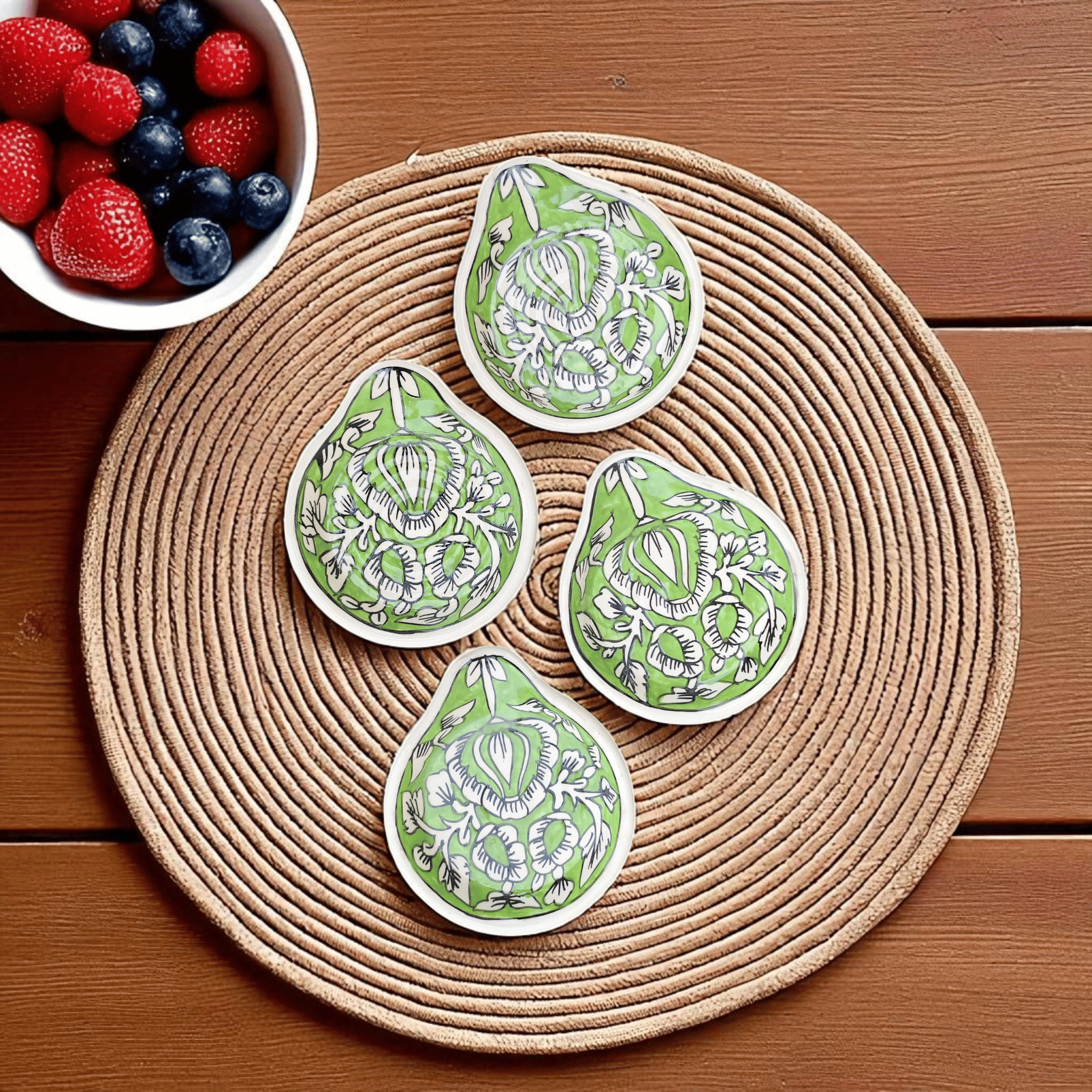    			Malaikah Mughal Spn Rst Ceramic Printed Cutlery Holder Light Green ( Pack of 4 )