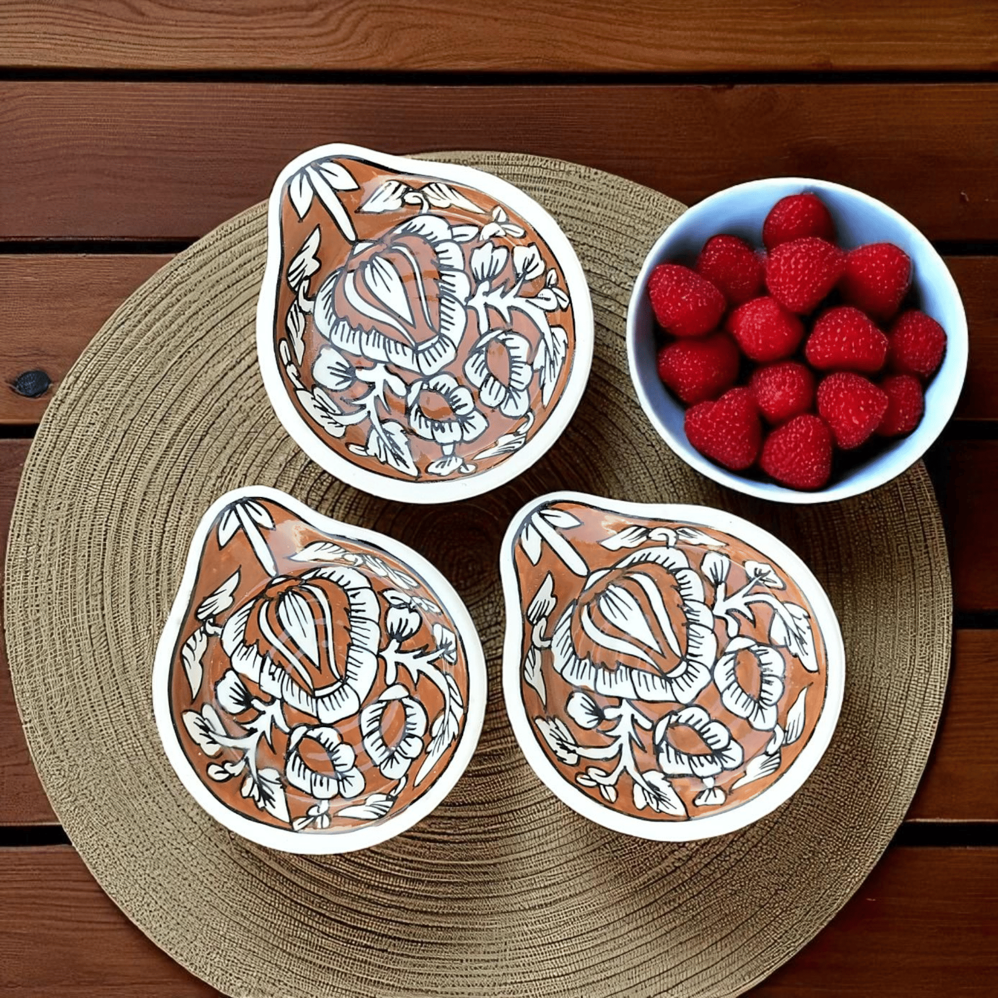    			Malaikah Mughal Spn Rst Ceramic Printed Cutlery Holder Brown ( Pack of 3 )