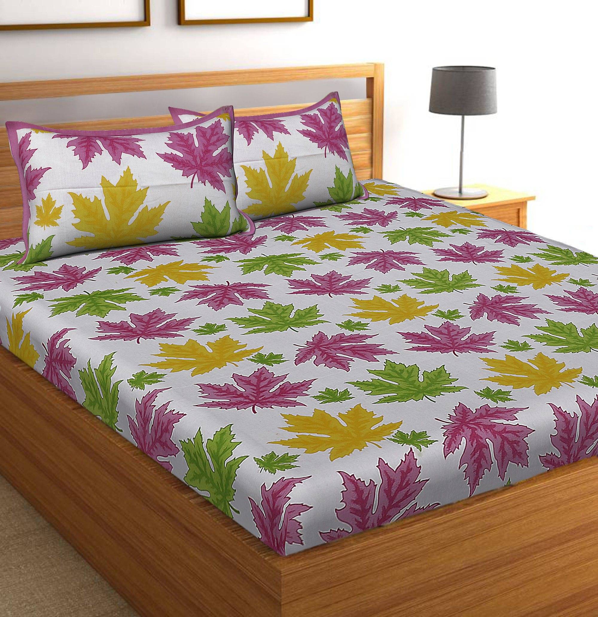     			Navkaar Creation Cotton 1 Double Bedsheet with 2 Pillow Covers ( Pink )