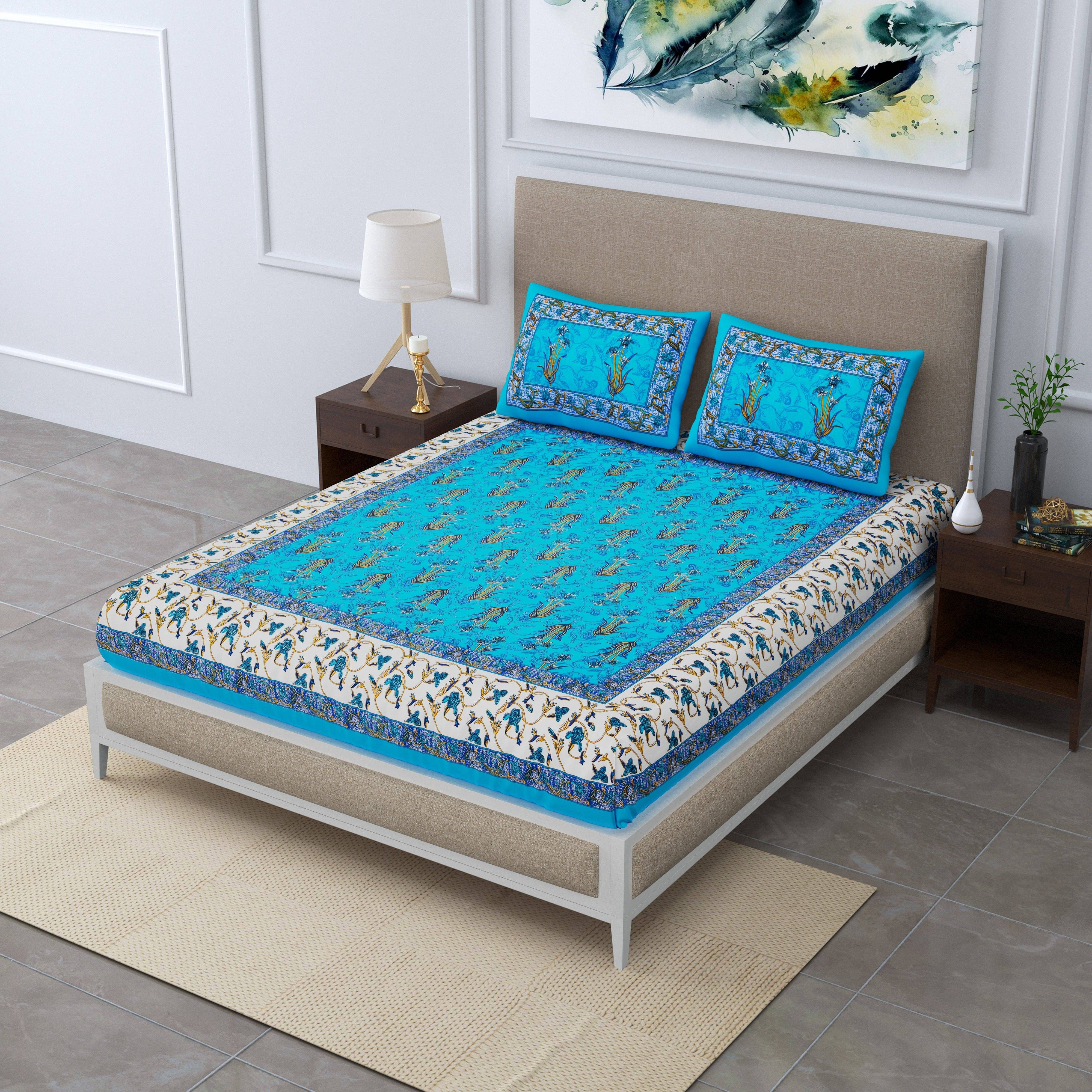 Navkaar Creation Cotton 1 Double Bedsheet with 2 Pillow Covers ( Blue ) Navkaar Creation Cotton 1 Double Bedsheet with 2 Pillow Covers ( Blue )
