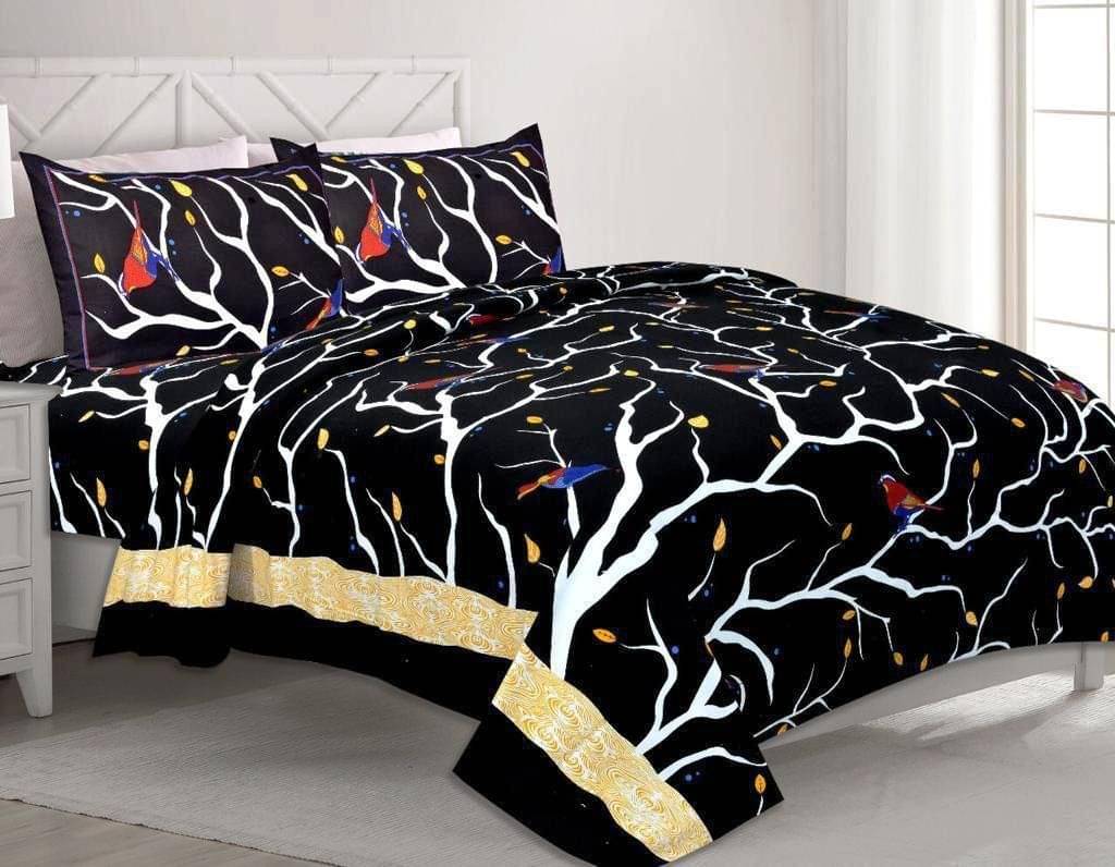 Navkaar Creation Cotton 1 Double Bedsheet with 2 Pillow Covers ( Black ) Navkaar Creation Cotton 1 Double Bedsheet with 2 Pillow Covers ( Black )