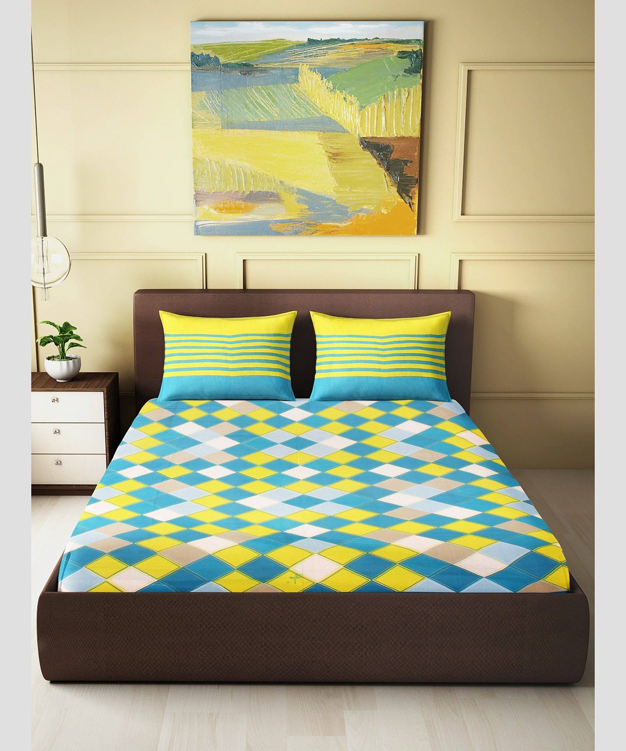 Navkaar Creation Cotton 1 Double Bedsheet with 2 Pillow Covers ( Green ) Navkaar Creation Cotton 1 Double Bedsheet with 2 Pillow Covers ( Green )