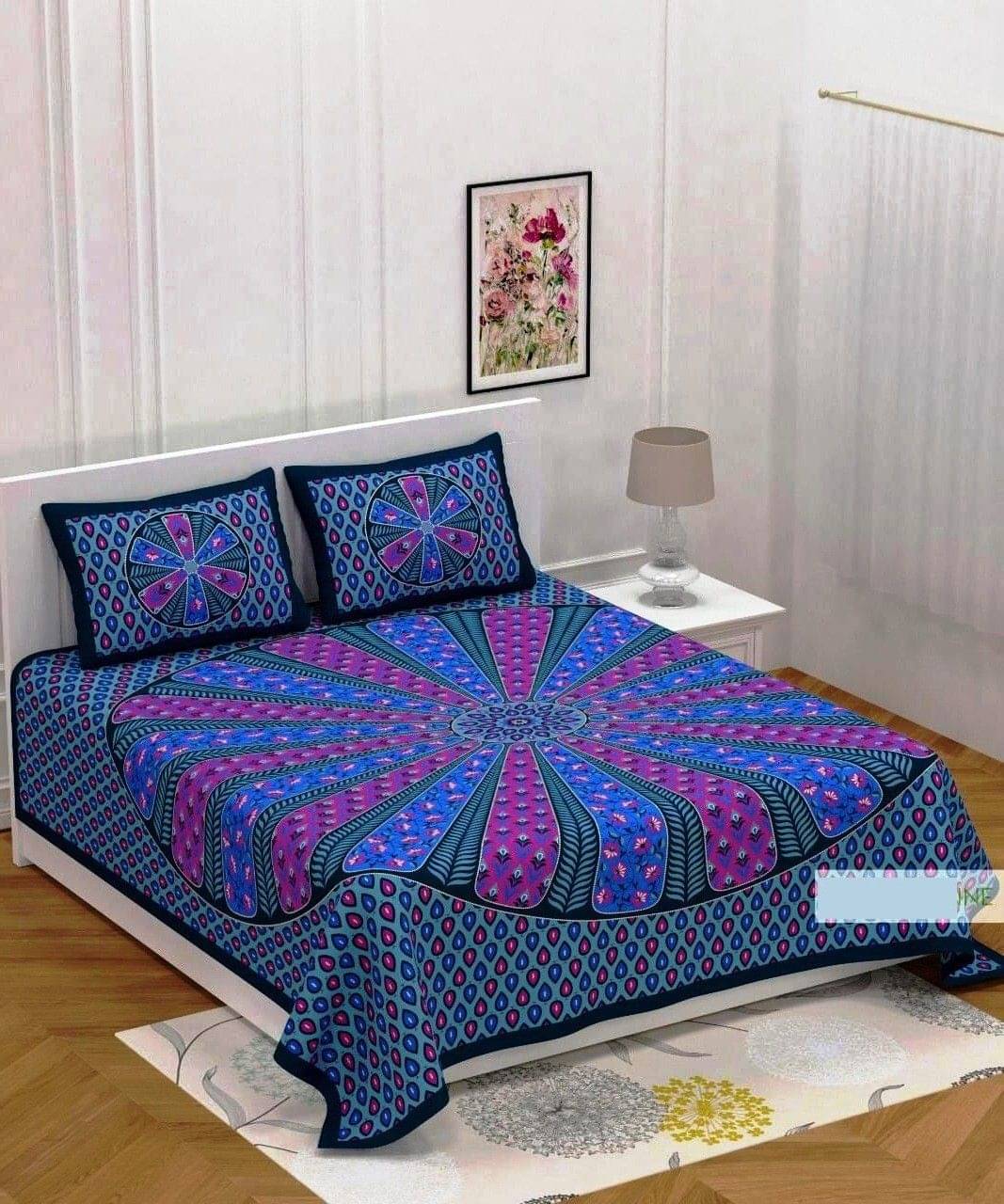 Navkaar Creation Cotton 1 Double Bedsheet with 2 Pillow Covers ( Multicolor ) Navkaar Creation Cotton 1 Double Bedsheet with 2 Pillow Covers ( Multicolor )