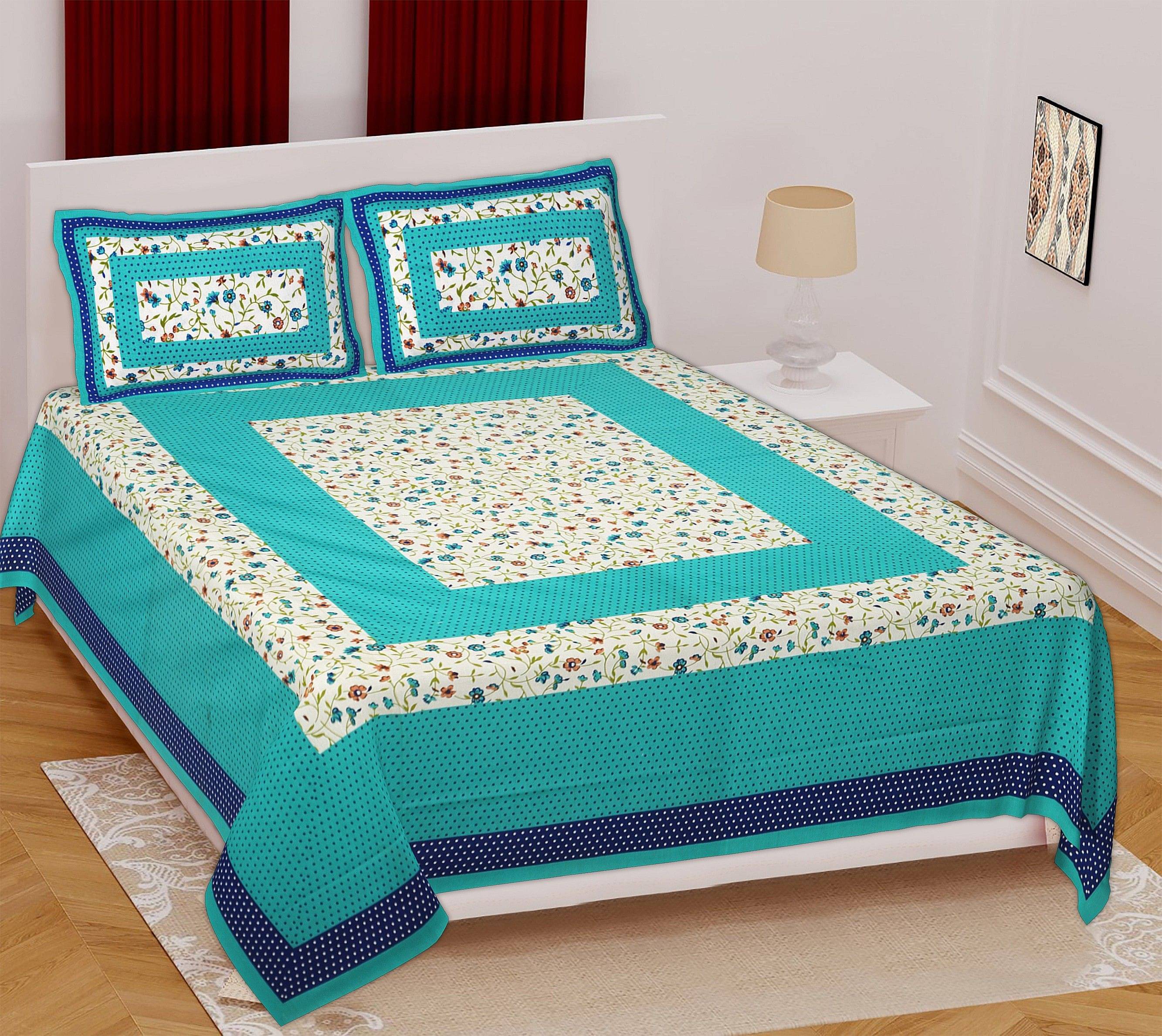 Navkaar Creation Cotton 1 Double Bedsheet with 2 Pillow Covers ( Green ) Navkaar Creation Cotton 1 Double Bedsheet with 2 Pillow Covers ( Green )