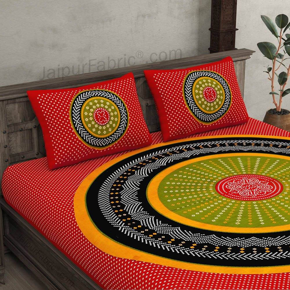    			Navkaar Creation Cotton 1 Double Bedsheet with 2 Pillow Covers ( Red )