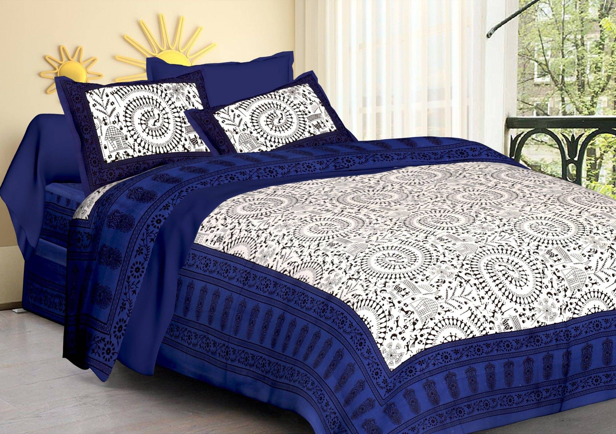Navkaar Creation Cotton 1 Double Bedsheet with 2 Pillow Covers ( Blue ) Navkaar Creation Cotton 1 Double Bedsheet with 2 Pillow Covers ( Blue )