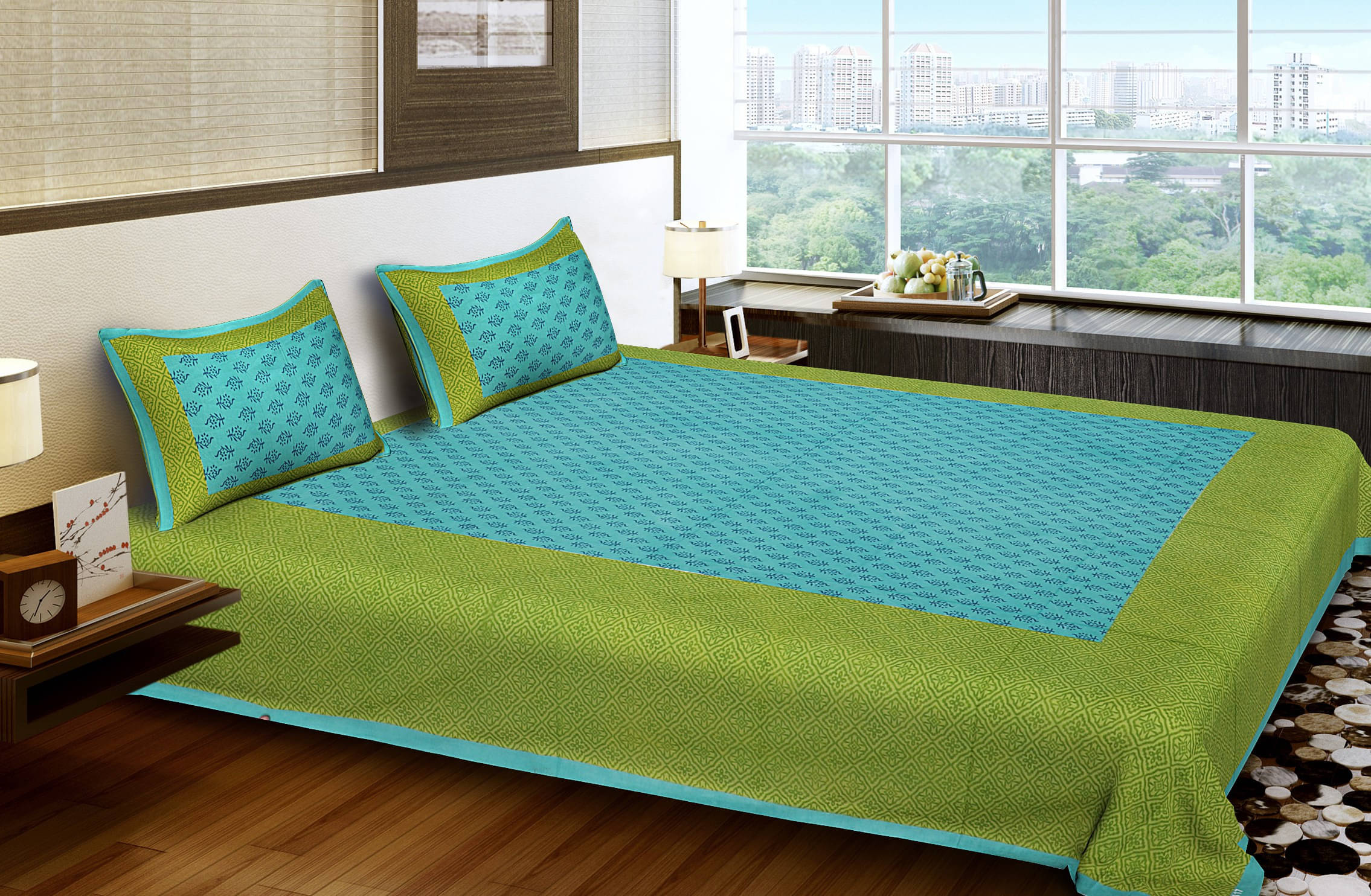     			Navkaar Creation Cotton 1 Double Bedsheet with 2 Pillow Covers ( Multicolor )