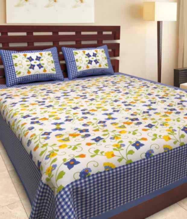     			Navkaar Creation Cotton 1 Double Bedsheet with 2 Pillow Covers ( White )