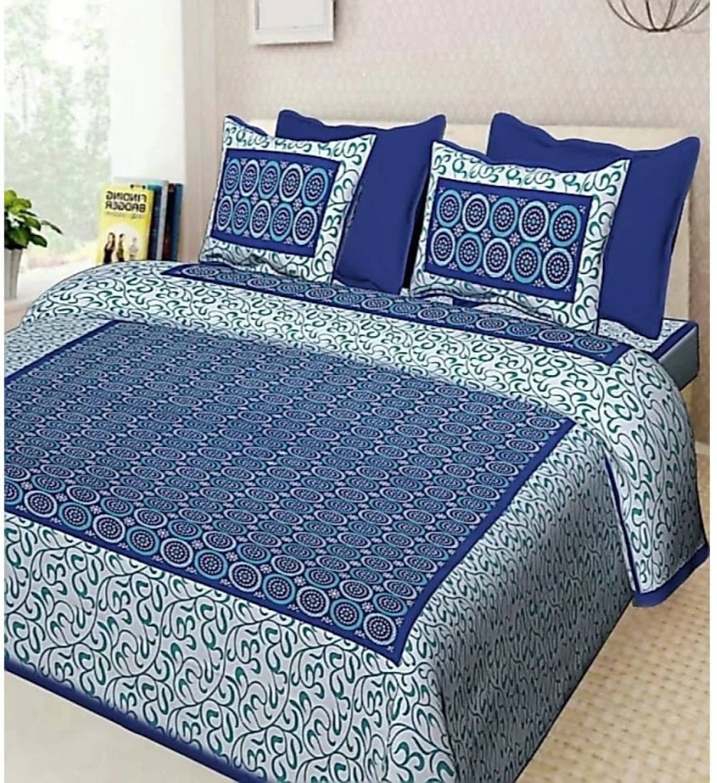 Navkaar Creation Cotton 1 Double Bedsheet with 2 Pillow Covers ( Blue ) Navkaar Creation Cotton 1 Double Bedsheet with 2 Pillow Covers ( Blue )