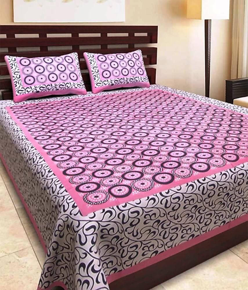 Navkaar Creation Cotton 1 Double Bedsheet with 2 Pillow Covers ( Pink ) Navkaar Creation Cotton 1 Double Bedsheet with 2 Pillow Covers ( Pink )