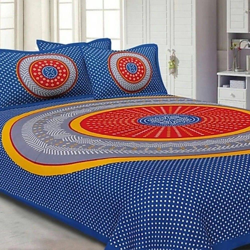 Navkaar Creation Cotton 1 Double Bedsheet with 2 Pillow Covers ( Blue ) Navkaar Creation Cotton 1 Double Bedsheet with 2 Pillow Covers ( Blue )
