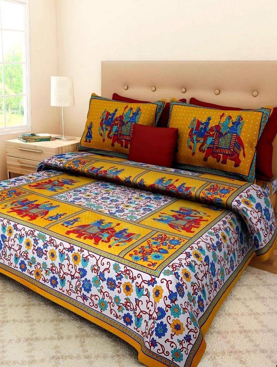     			Navkaar Creation Cotton 1 Double Bedsheet with 2 Pillow Covers ( Multicolor )