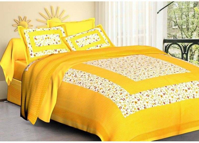 Navkaar Creation Cotton 1 Double Bedsheet with 2 Pillow Covers ( Yellow ) Navkaar Creation Cotton 1 Double Bedsheet with 2 Pillow Covers ( Yellow )