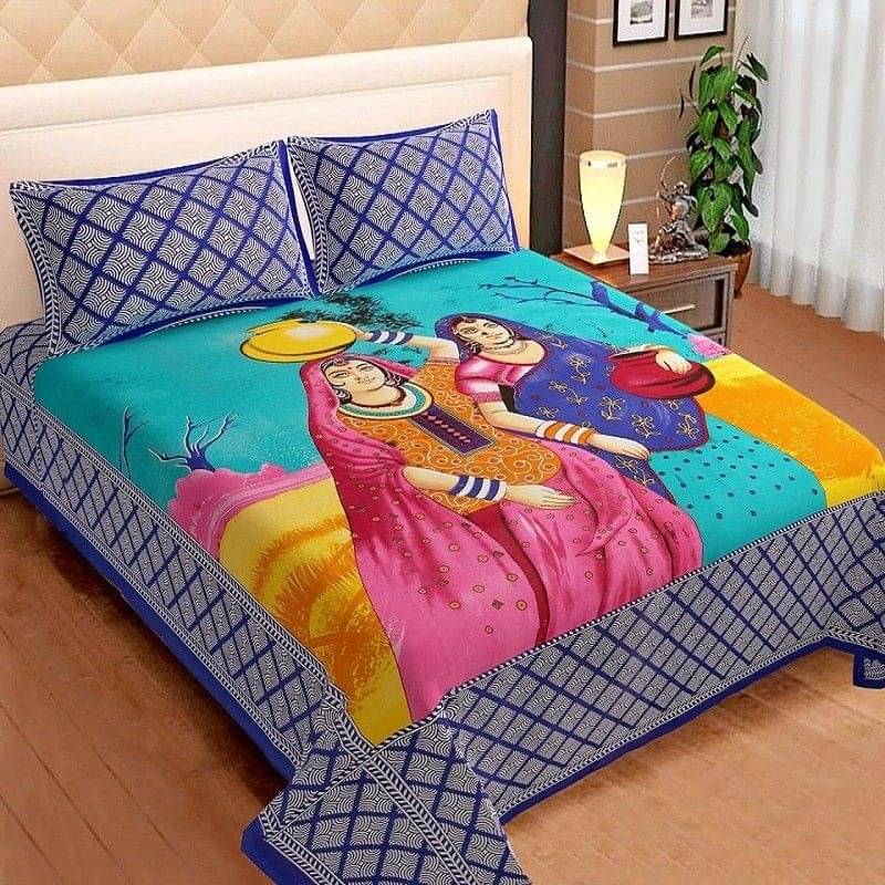 Navkaar Creation Cotton 1 Double Bedsheet with 2 Pillow Covers ( Blue ) Navkaar Creation Cotton 1 Double Bedsheet with 2 Pillow Covers ( Blue )