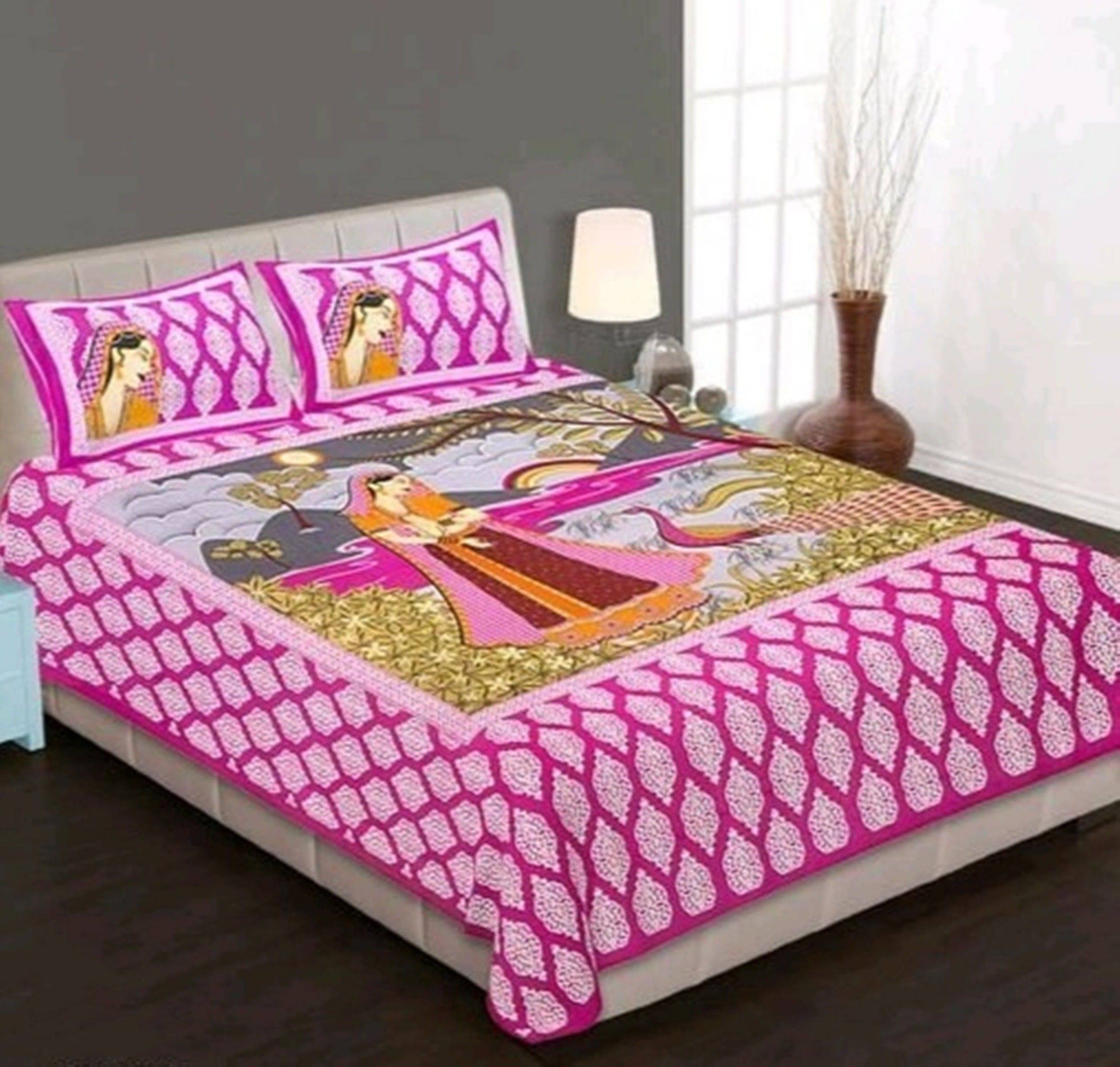Navkaar Creation Cotton 1 Double Bedsheet with 2 Pillow Covers ( Pink ) Navkaar Creation Cotton 1 Double Bedsheet with 2 Pillow Covers ( Pink )