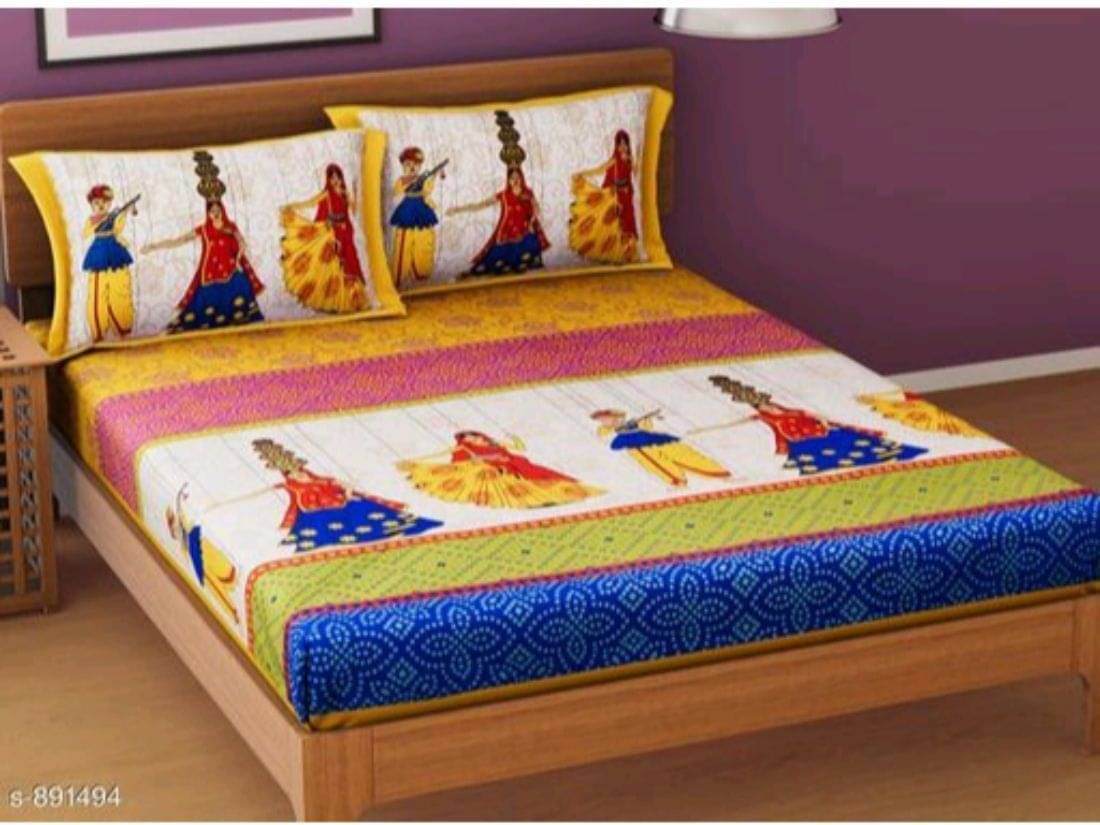 Navkaar Creation Cotton 1 Double Bedsheet with 2 Pillow Covers ( Yellow )     			Navkaar Creation Cotton 1 Double Bedsheet with 2 Pillow Covers ( Yellow )