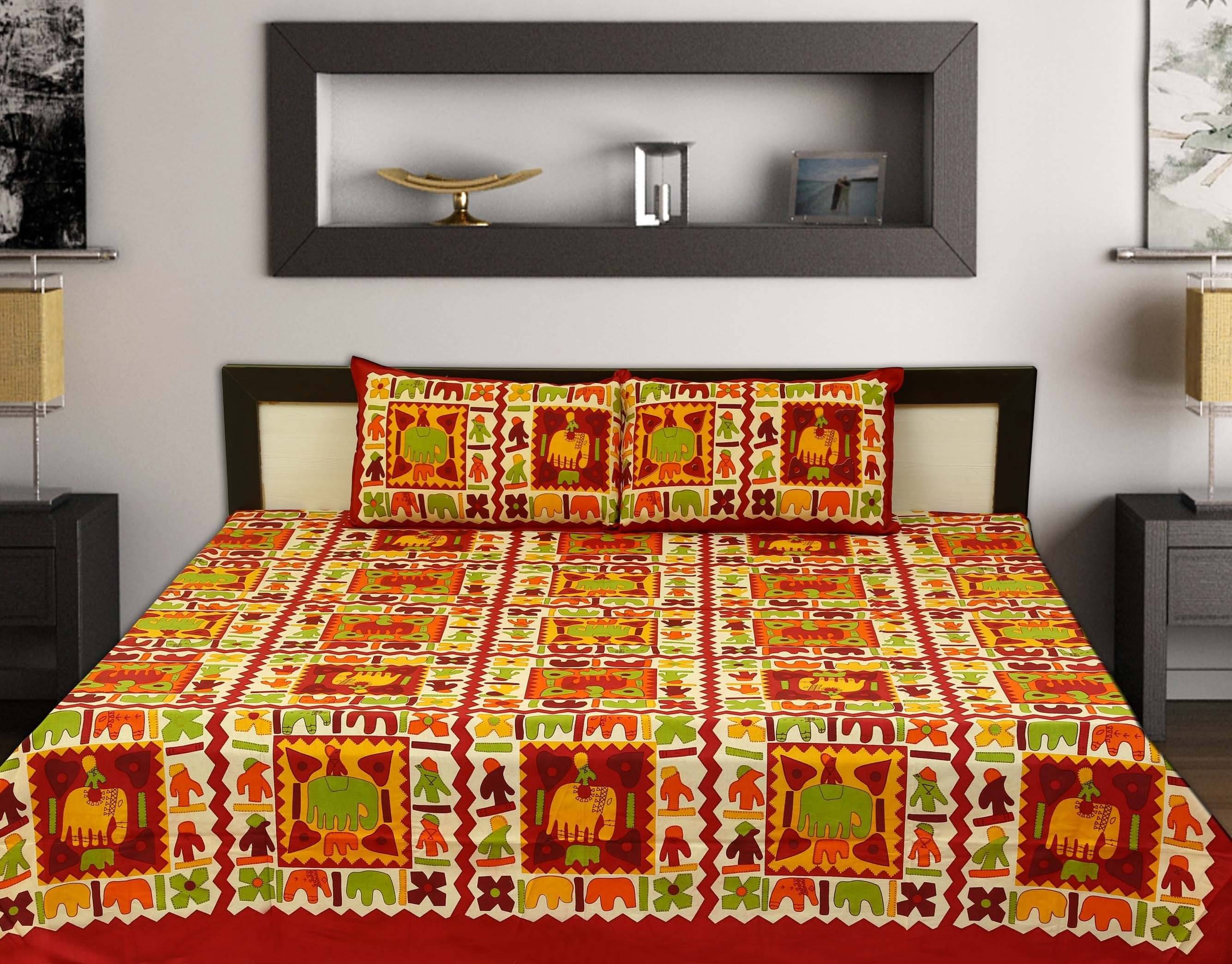     			Navkaar Creation Cotton 1 Double Bedsheet with 2 Pillow Covers ( White )