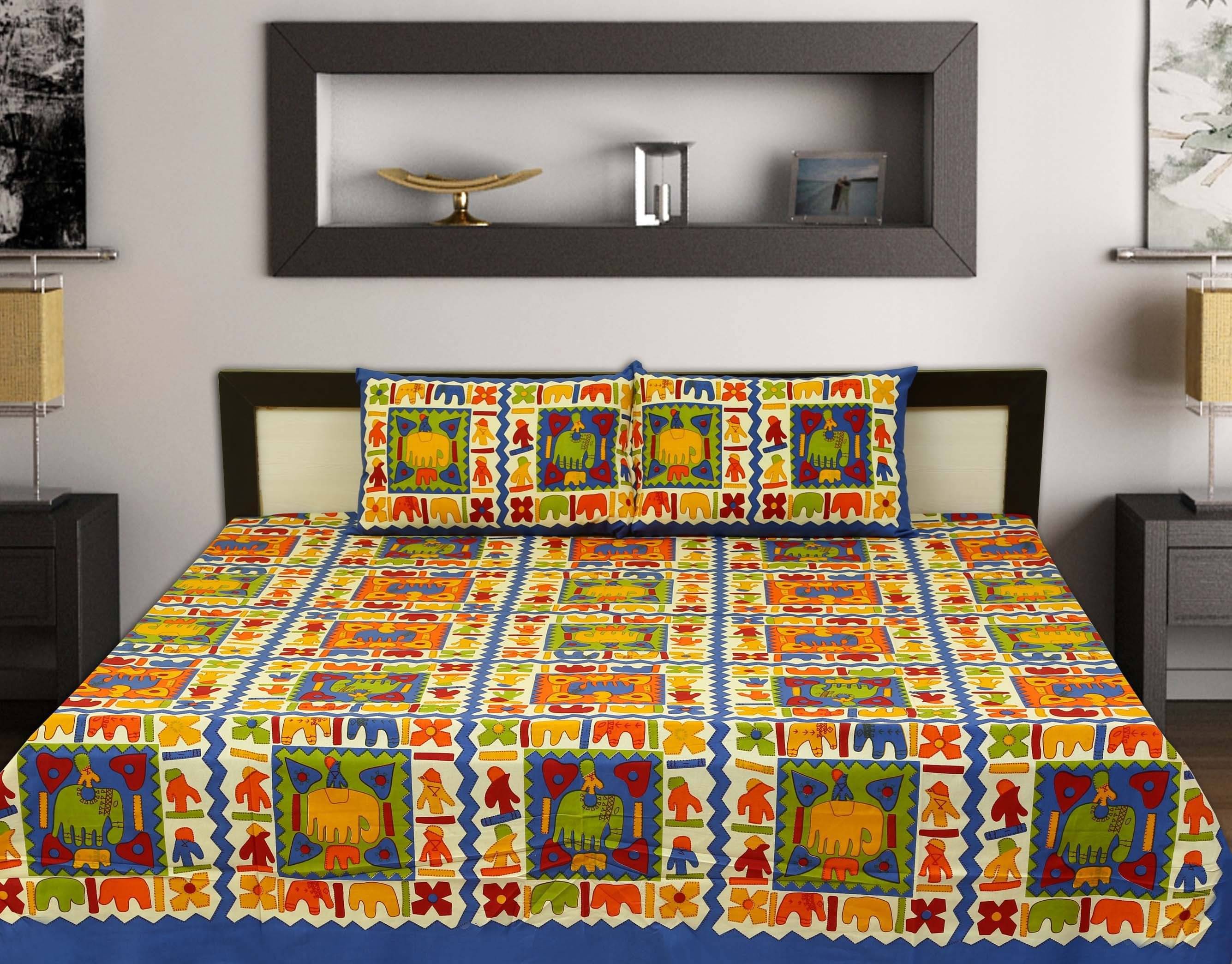     			Navkaar Creation Cotton 1 Double Bedsheet with 2 Pillow Covers ( White )