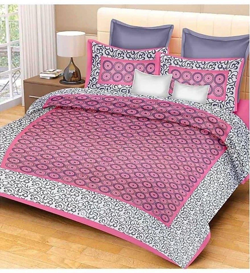     			Navkaar Creation Cotton 1 Double Bedsheet with 2 Pillow Covers ( Pink )
